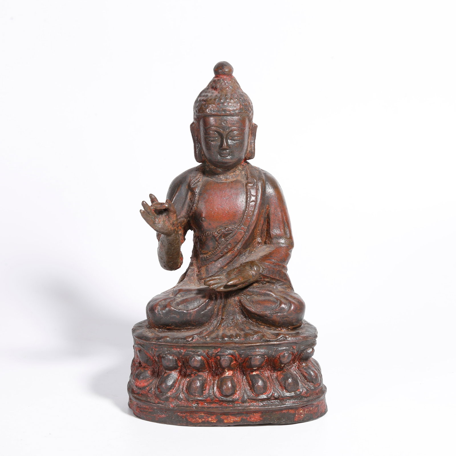 A BRONZE SAKYAMUNI STATUE: Bronze Sakyamuni Statue
