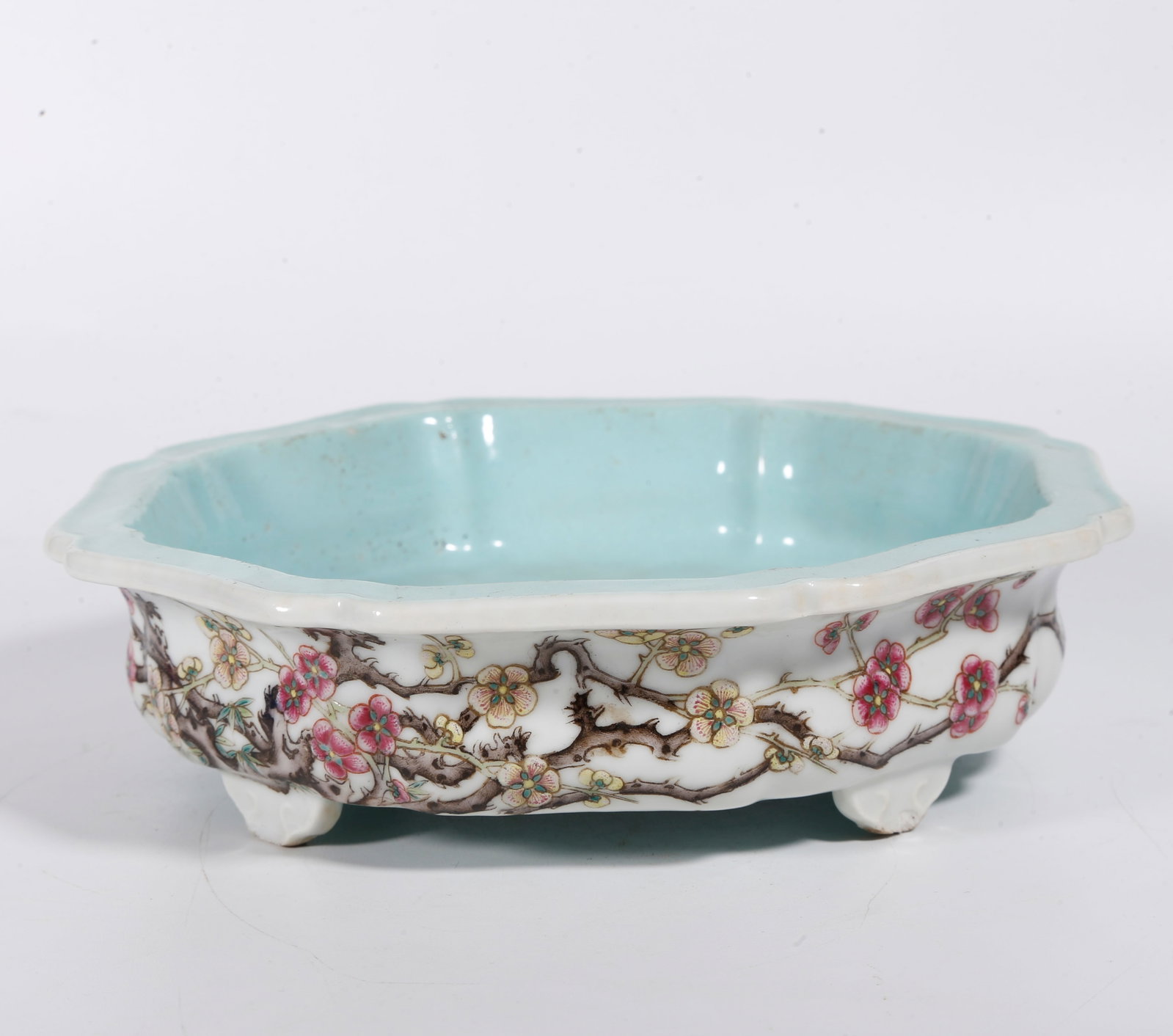 A FAMILLE ROSE WASHER WITH PLUM BLOSSOM PATTERN: Famille Rose Washer with Plum Blossom Pattern