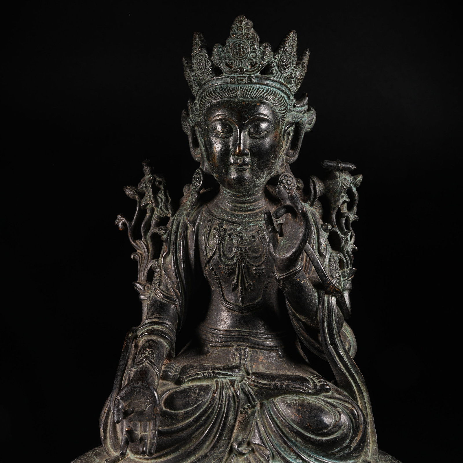 A BRONZE BODHISATTVA STATUE - 2