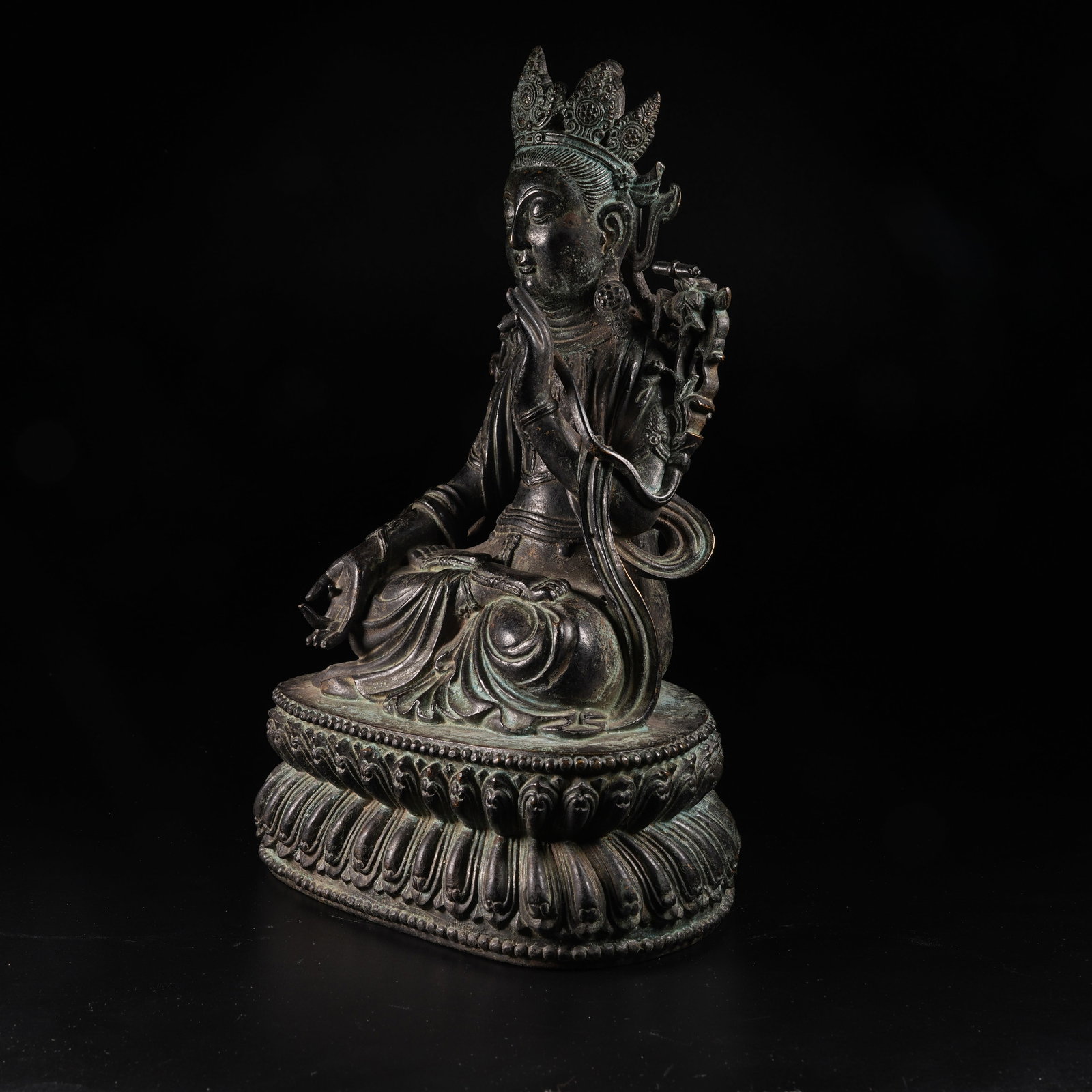A BRONZE BODHISATTVA STATUE - 6