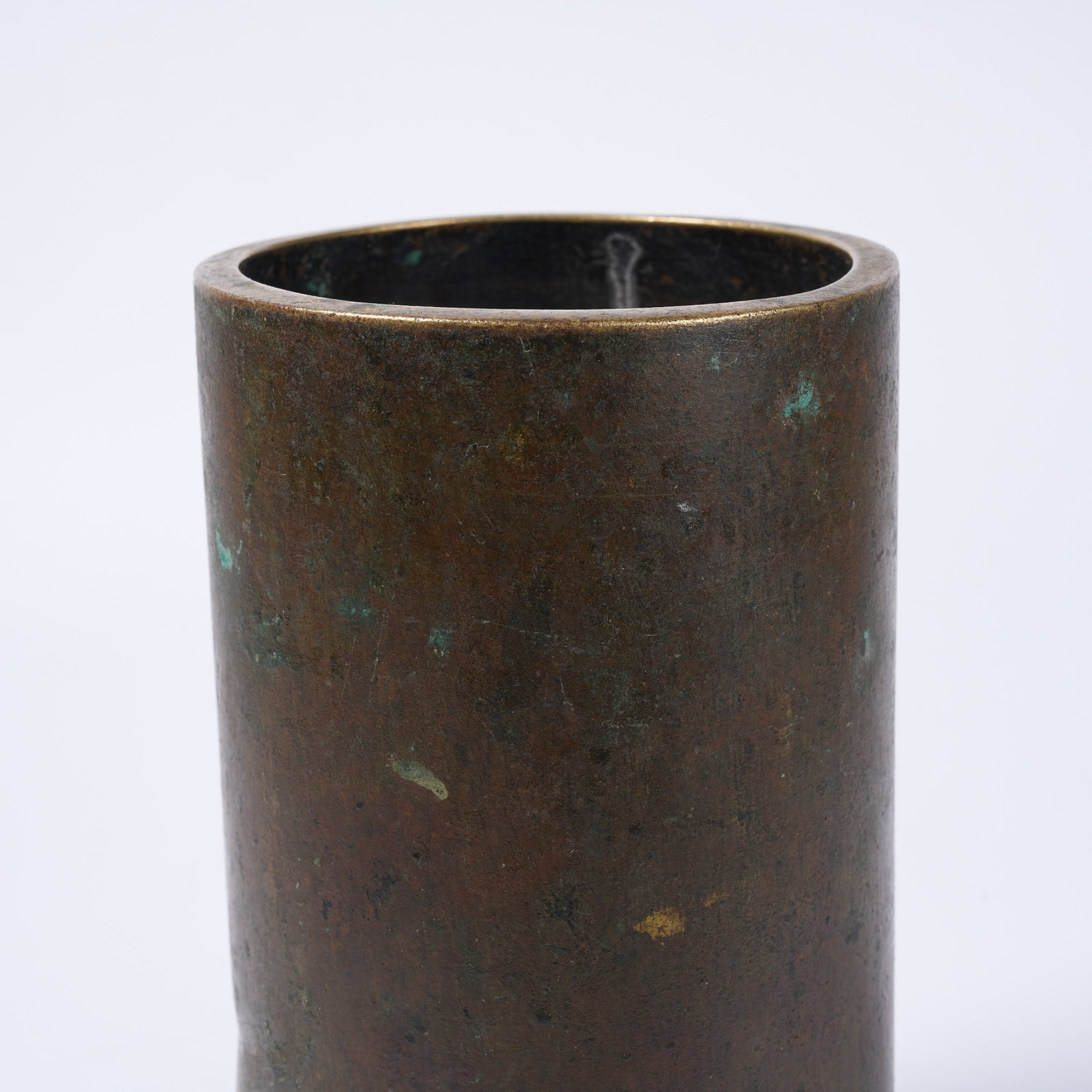 A BRONZE BRUSH POT - 5