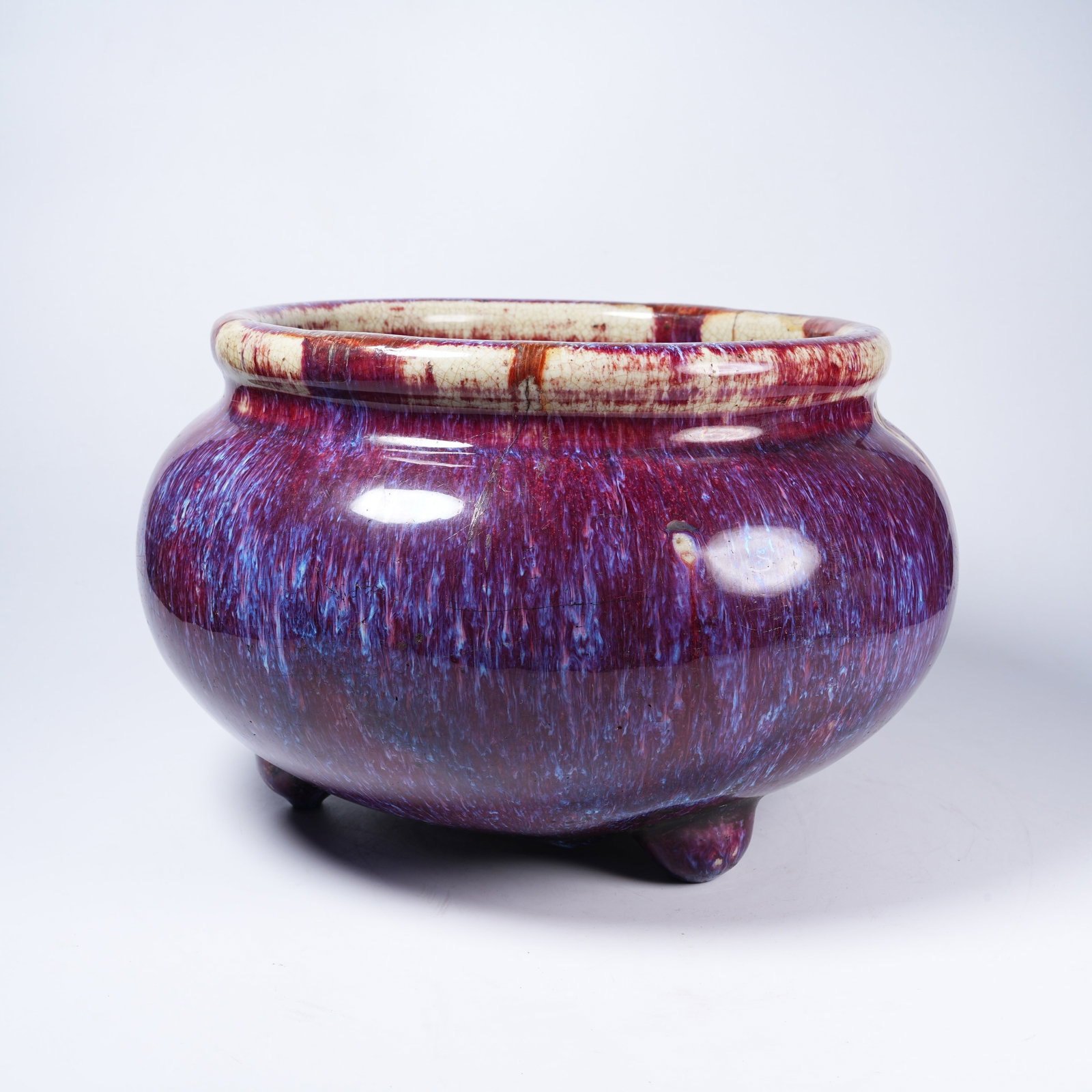 A FLAMED GLAZE LARGE INCENSE BURNER (1 of 9)