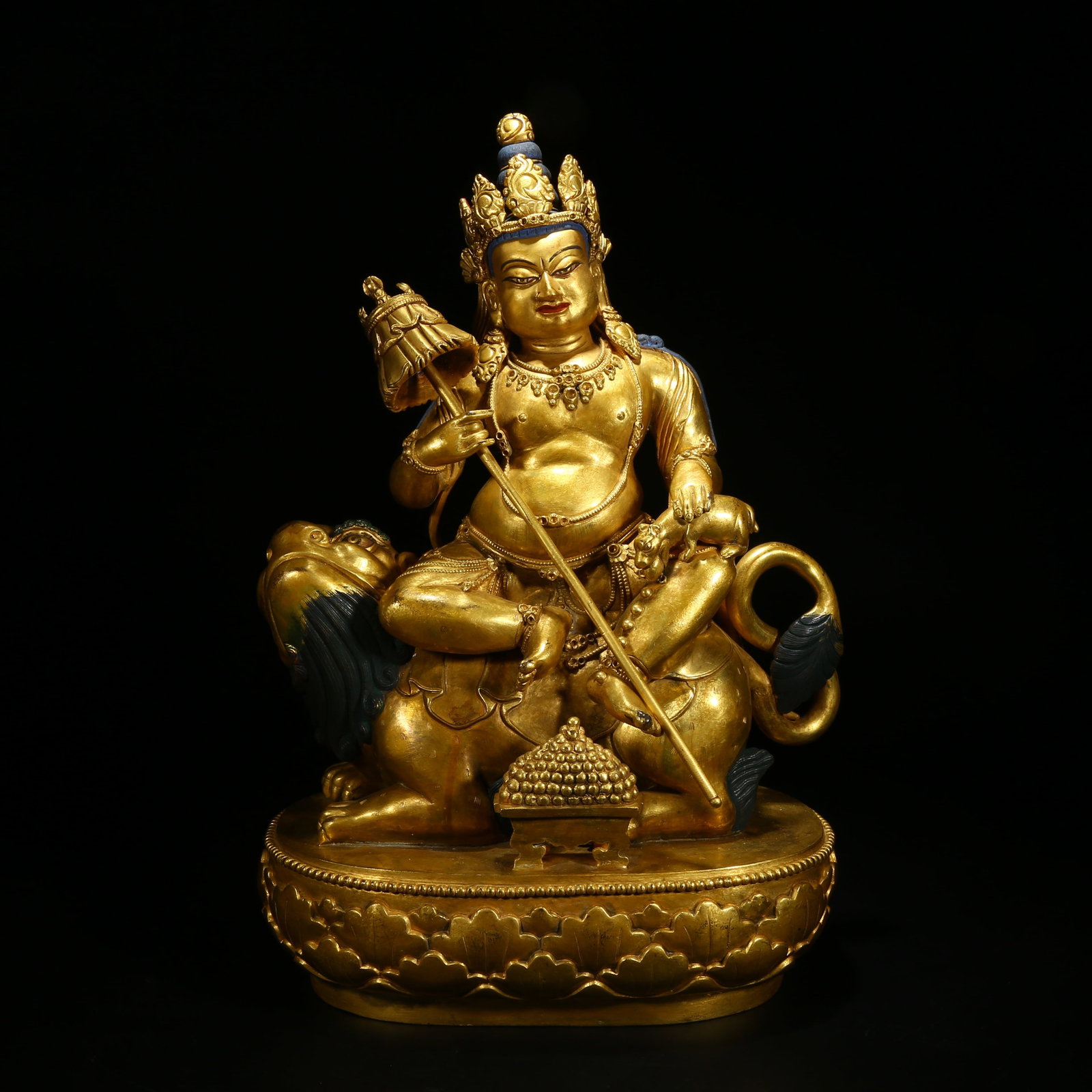 A GILDED BRONZE STATUE OF THE WEALTH TREASURE KING (1 of 9)