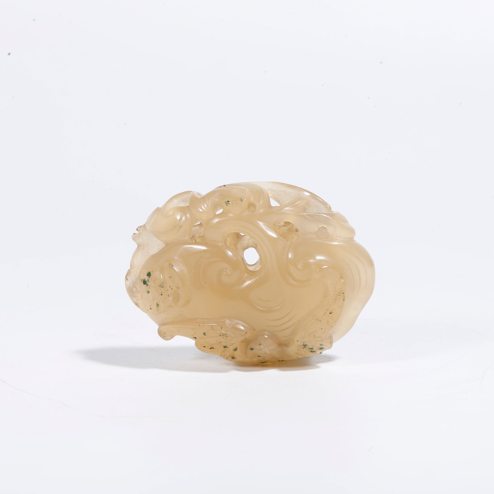 A AGATE CARVED FU LU SHOU PATTERN PENDANT (1 of 9)