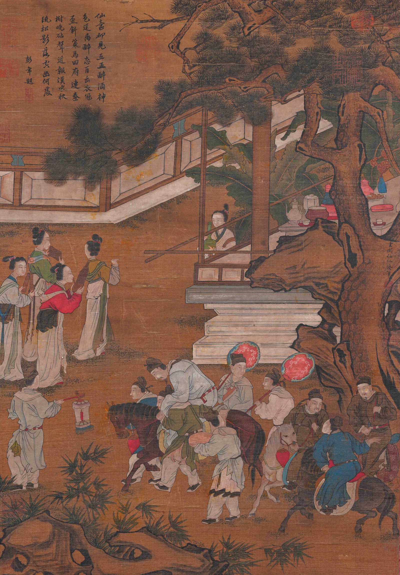 A FIGURE PAINTING ON SILK BY REN RENFA.任仁發: Figure Painting on Silk by Ren Renfa.任仁發
