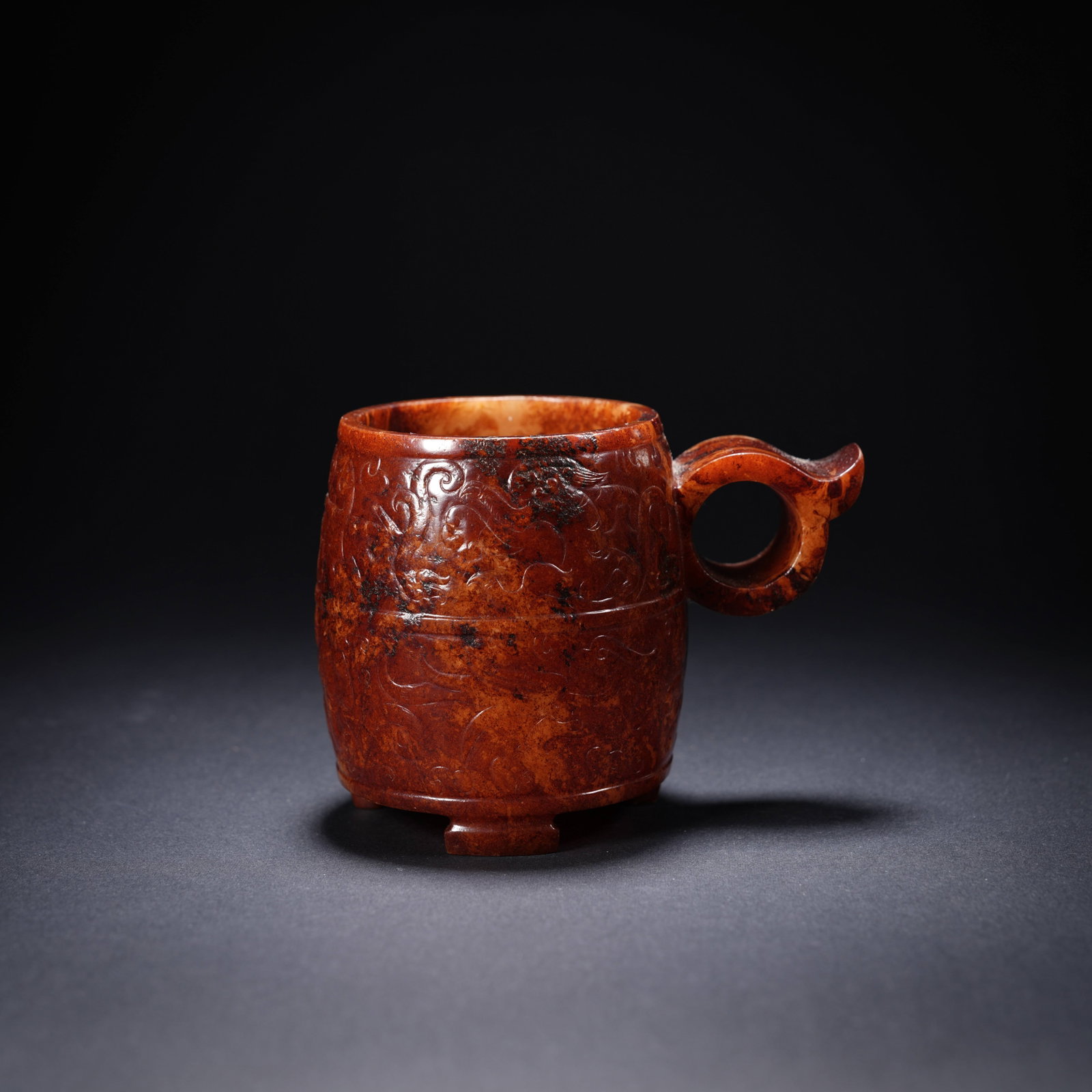A ANCIENT JADE "FOUR SPIRITS" JADE CUP: Ancient jade "Four Spirits" jade cup