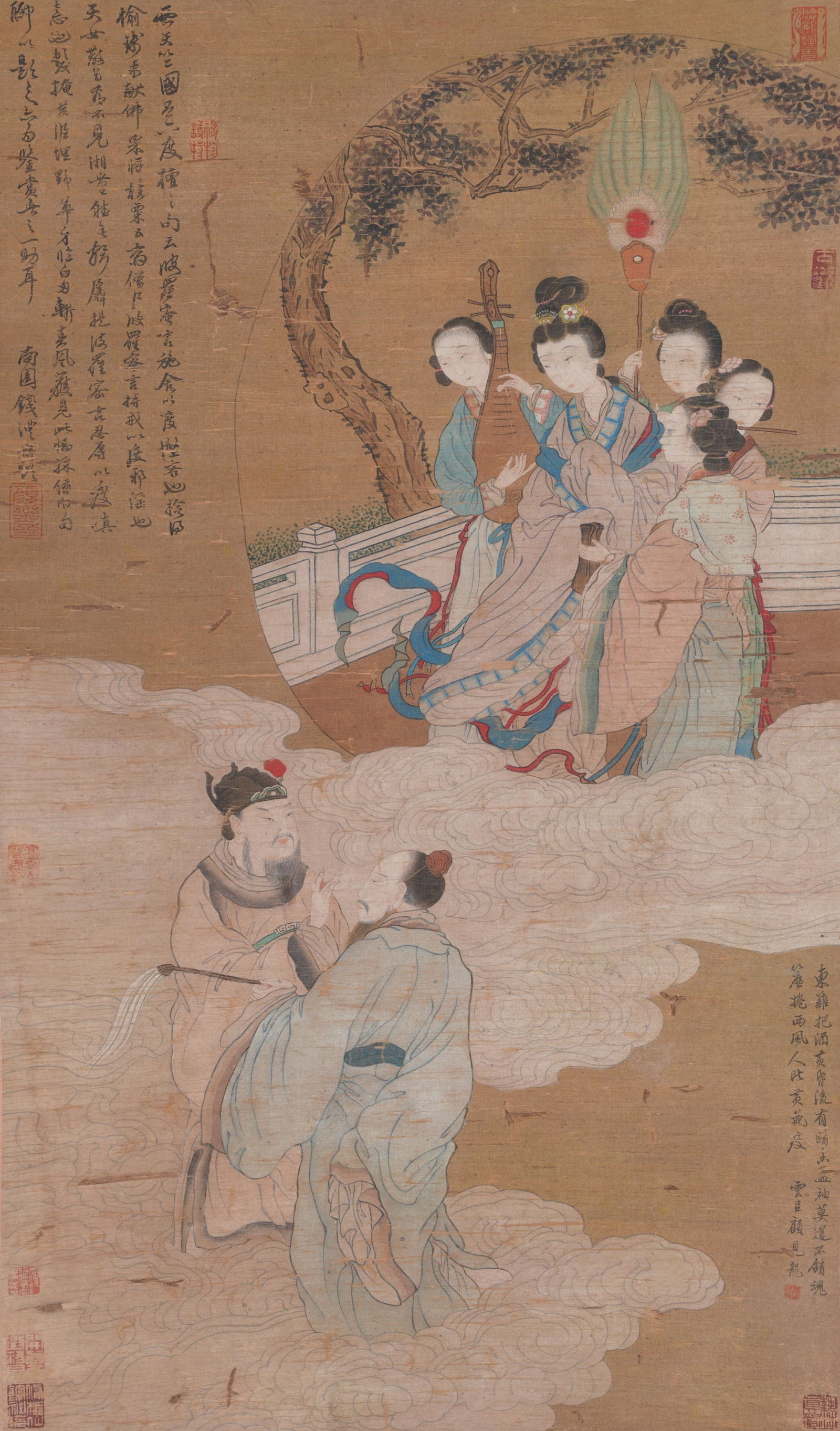 A FIGURE PAINTING ON SILK BY GU JIANLONG.顧見龍: Figure Painting on Silk by Gu Jianlong.顧見龍