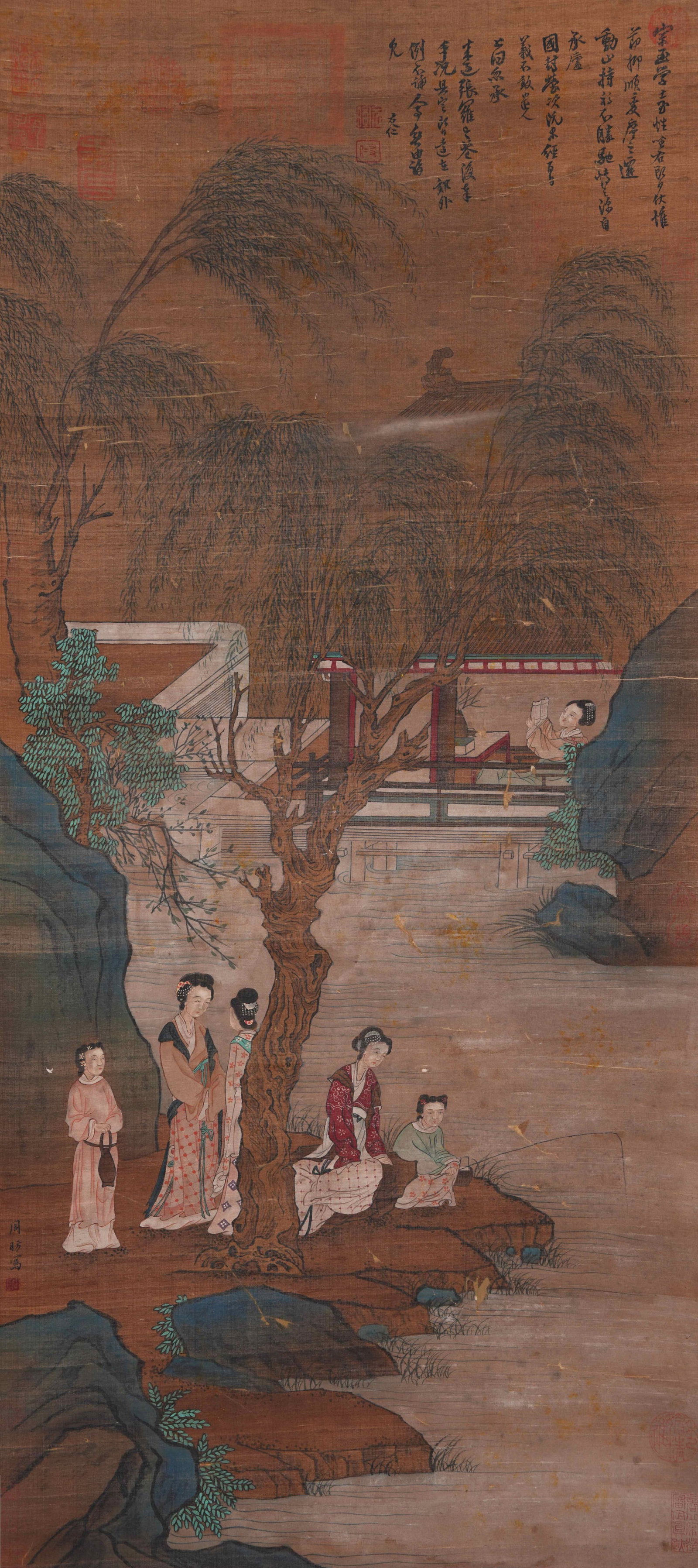 A FIGURE PAINTING ON SILK BY ZHOU FANG.周昉: Figure Painting on Silk by Zhou Fang.周昉