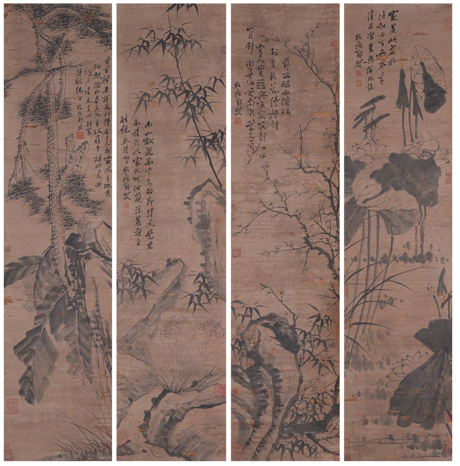 A FLOWER PAINTINGS ON PAPER BY ZHENG BANQIAO (4 PIECES).鄭板橋 (1 of 20)