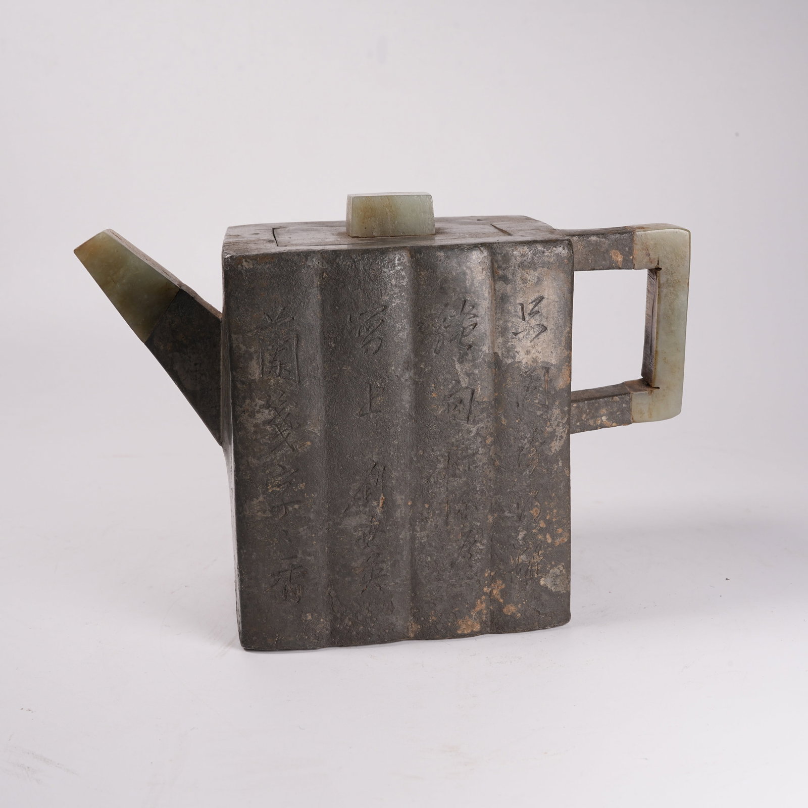 A YIXING ZISHA EWER WRAPPED WITH TIN: Yixing Zisha Ewer Wrapped with Tin
