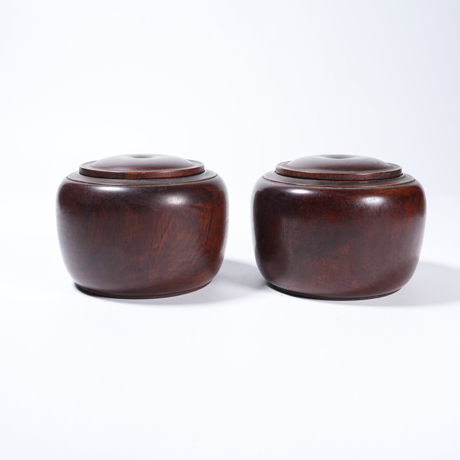 A SET OF HUANGHUALI GO JARS: Set of Huanghuali Go Jars