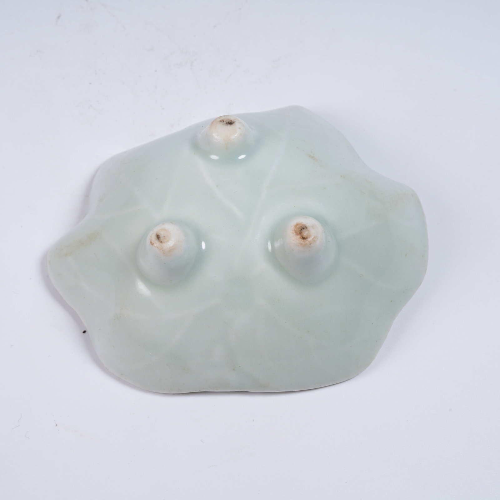 A CELADON LEAF-SHAPED WASHER - 9