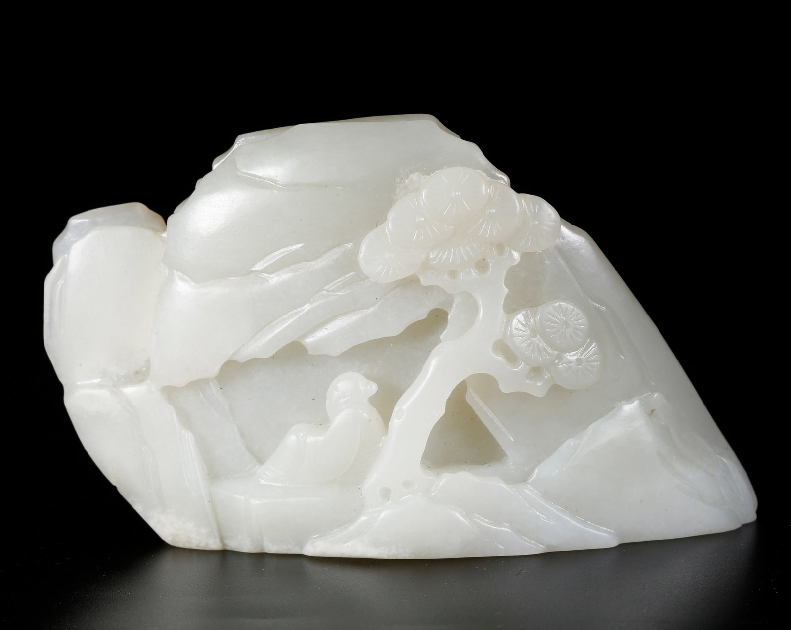 A HETIAN JADE MOUNTAIN FIGURINE ORNAMENT: Hetian Jade Mountain Figurine Ornament