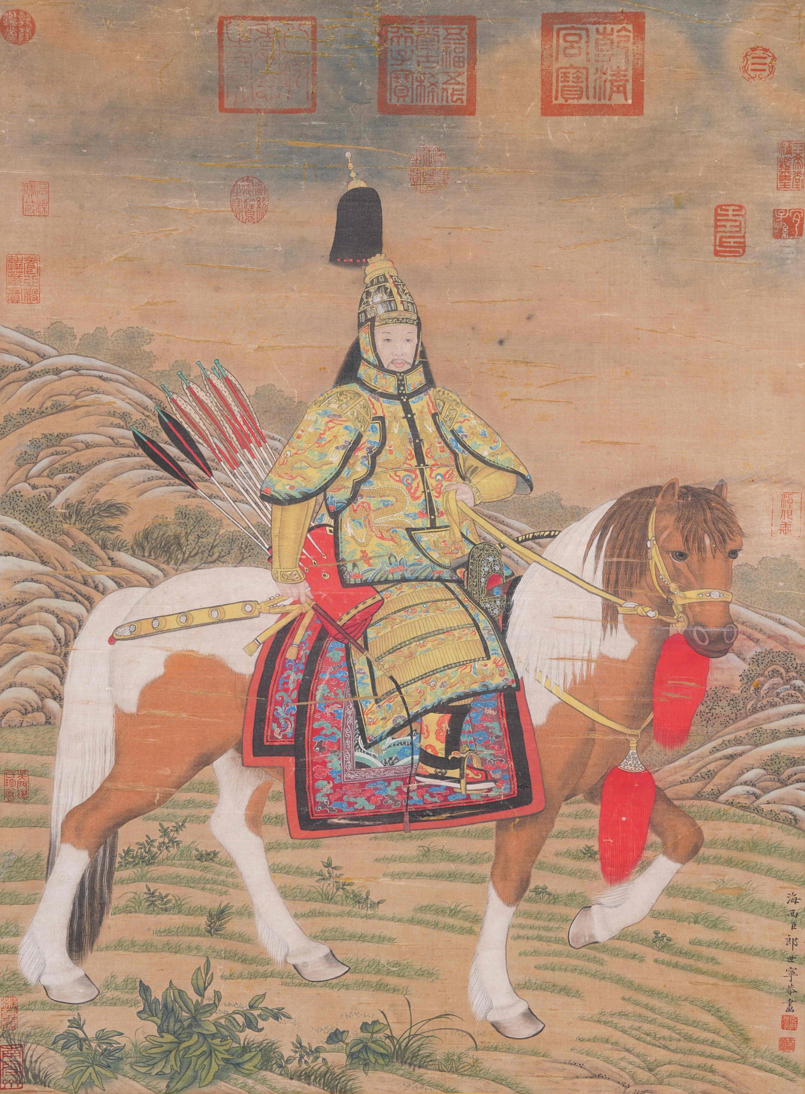 A FIGURE PAINTING ON SILK BY GIUSEPPE CASTIGLIONE.郎世寧 (1 of 13)