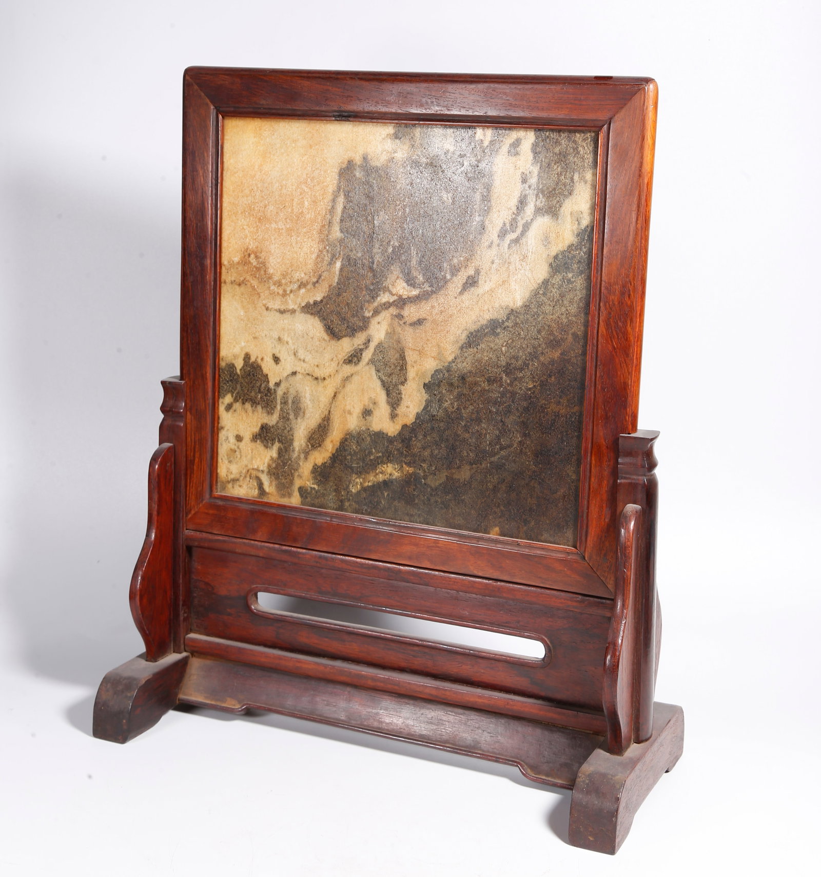A HUANGHUALI WOOD SCREEN INLAID WITH CLOUD STONE (1 of 10)
