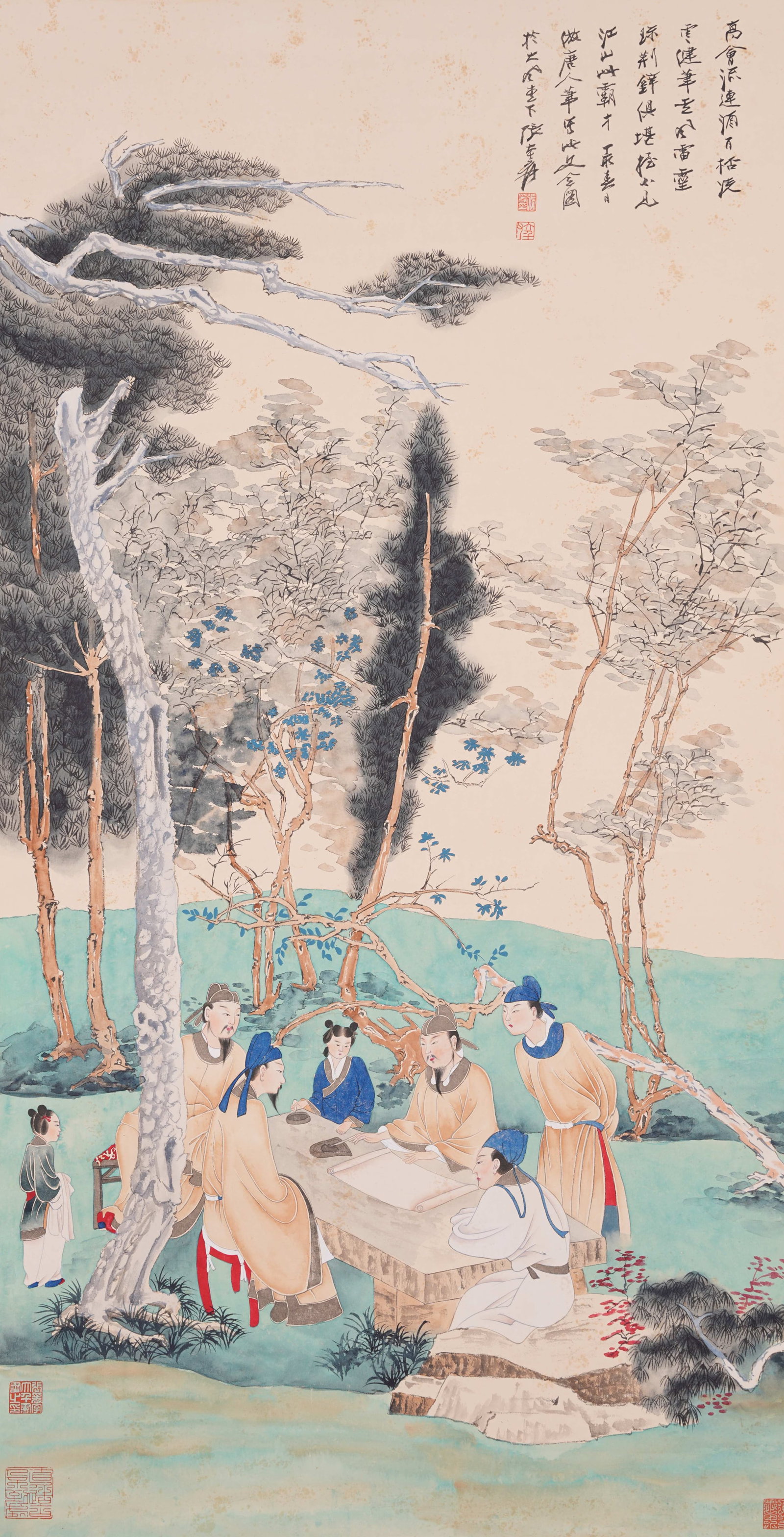 A SCHOLAR PAINTING ON PAPER BY ZHANG DAQIAN.張大千: Scholar Painting on Paper by Zhang Daqian.張大千