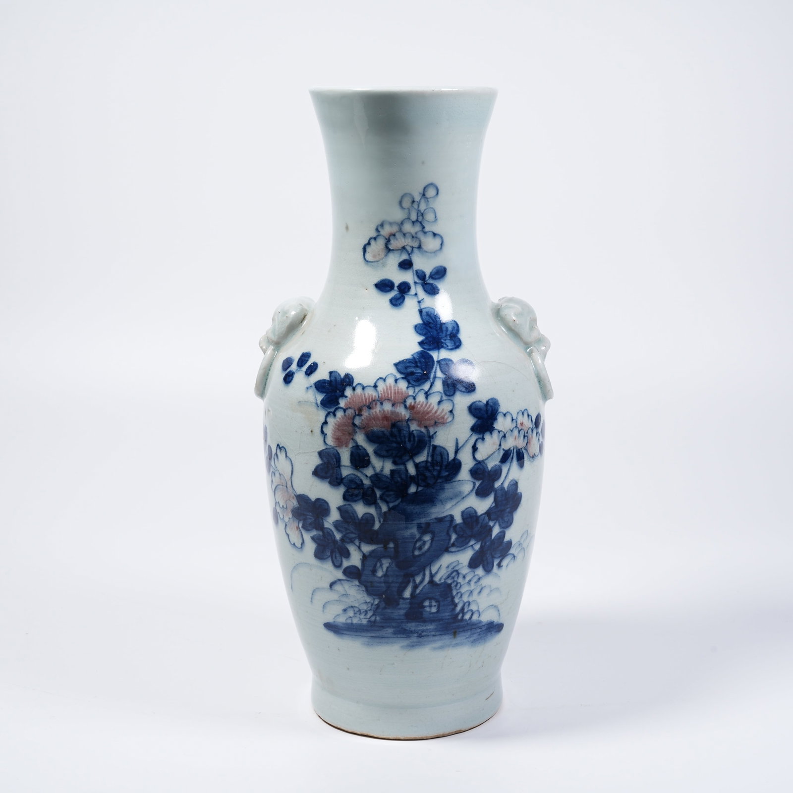 A BLUE AND WHITE UNDERGLAZE RED BEAST-HEAD ZUN VASE (1 of 10)