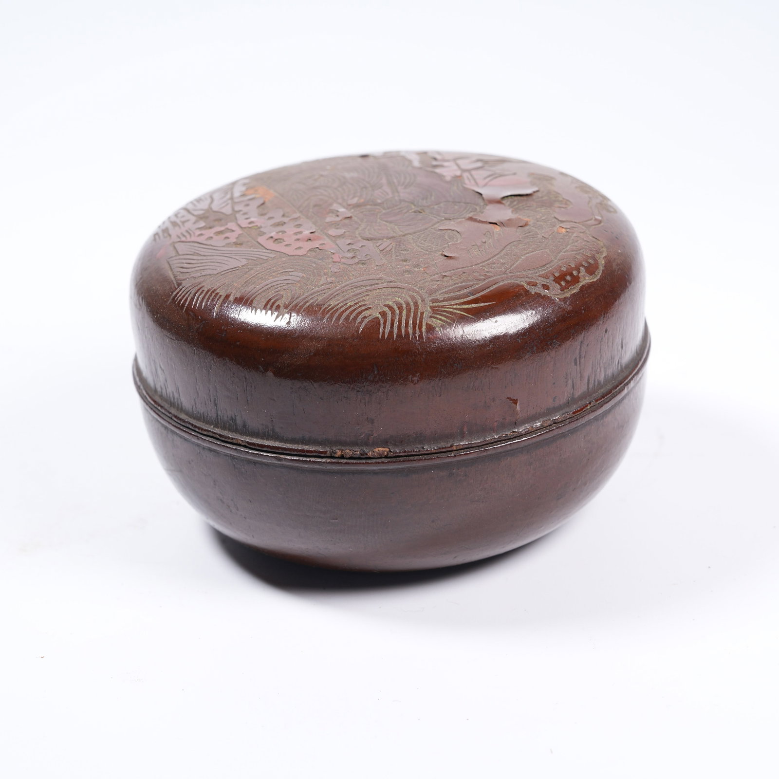 A LACQUER COVERED BOX WITH FIGURE PATTERN - 5