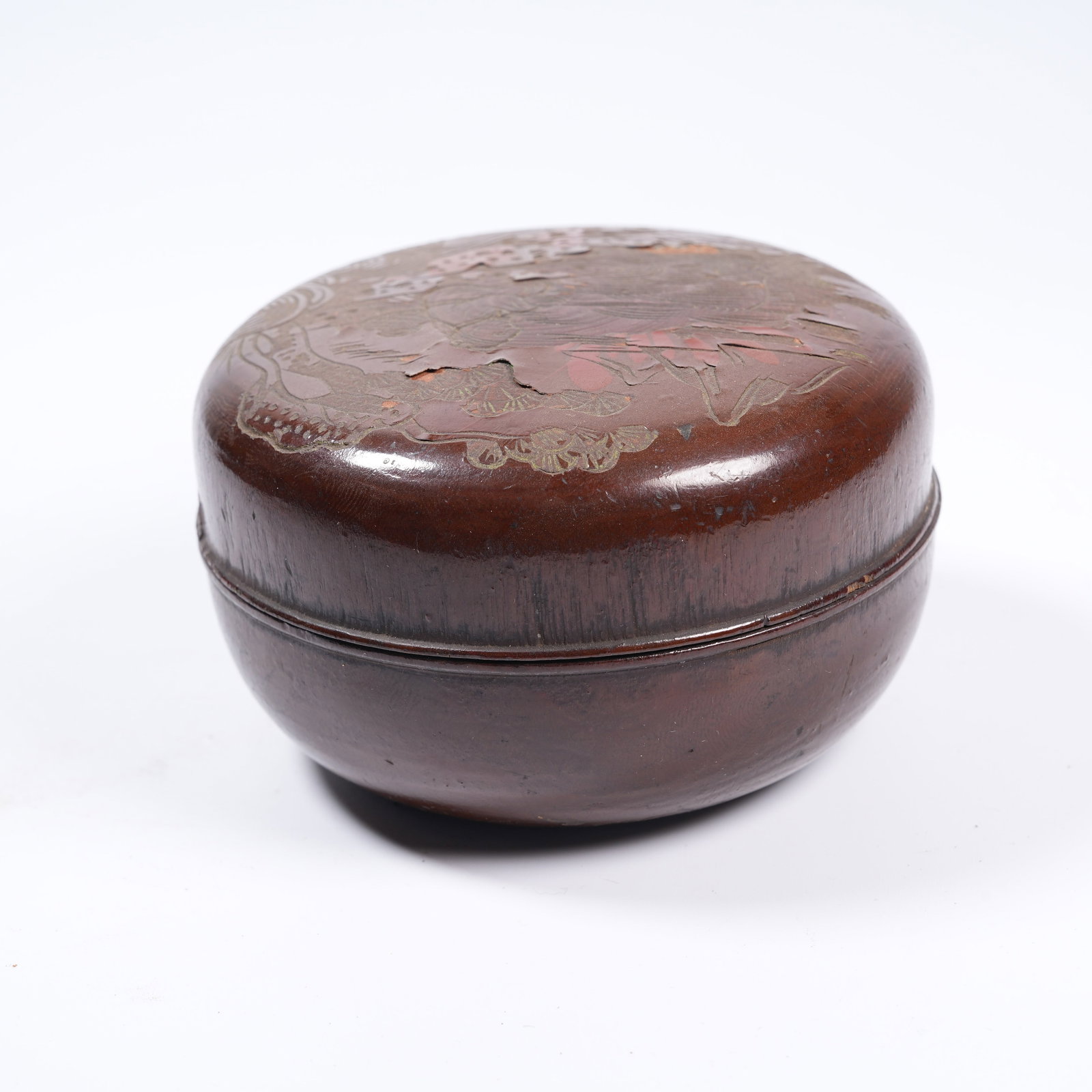 A LACQUER COVERED BOX WITH FIGURE PATTERN - 6