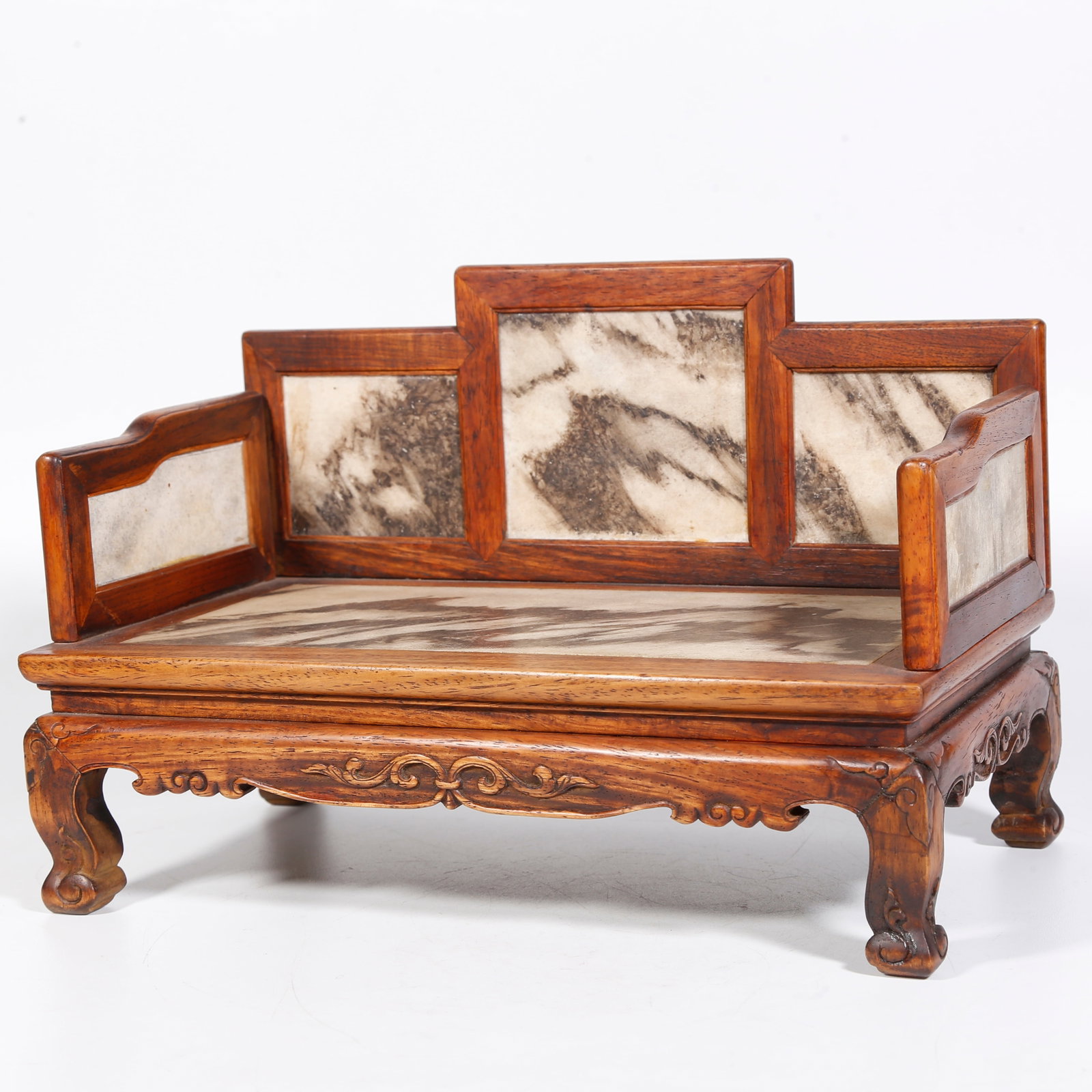 A HUANGHUALI WOOD THRONE INLAID WITH MARBLE (1 of 9)