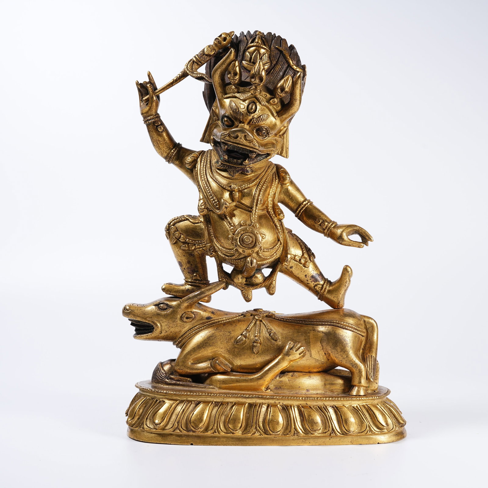 A GILT BRONZE YAMANTAKA STATUE (1 of 9)