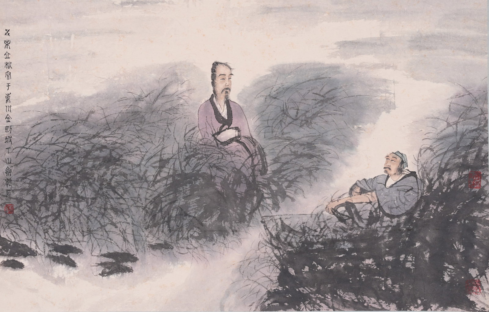 A FIGURE PAINTING ON PAPER BY FU BAOSHI.傅抱石 (1 of 7)
