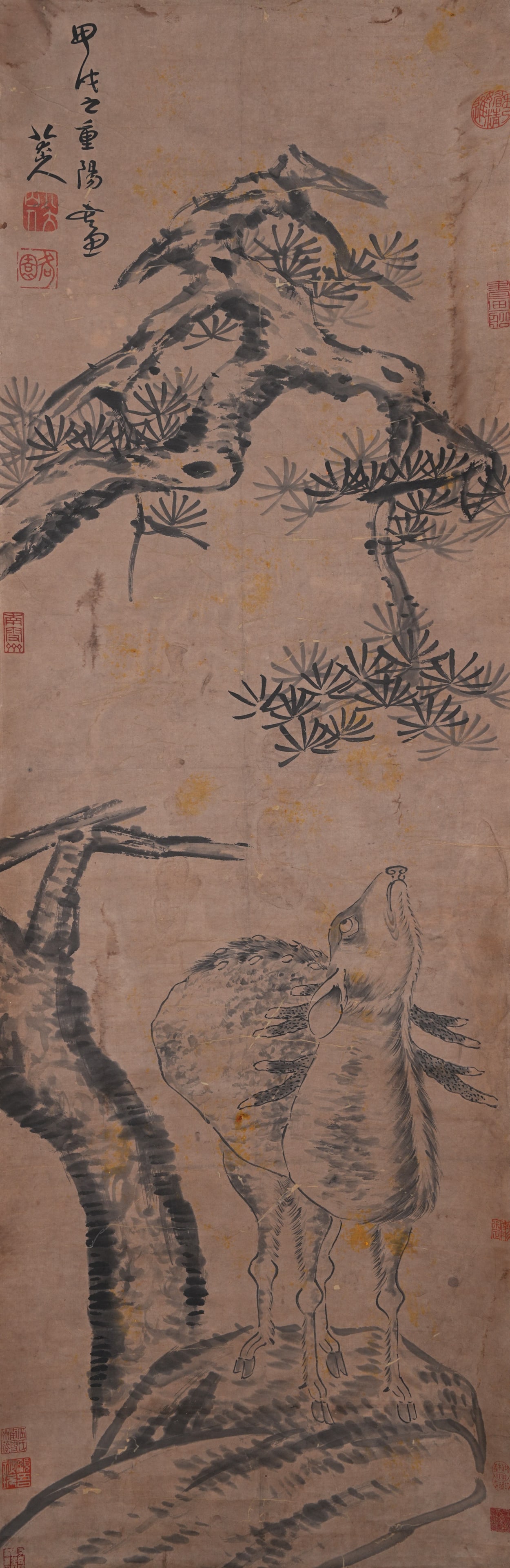 A PINE AND DEER PAINTING ON PAPER BY BADA SHANREN.八大山人 (1 of 8)