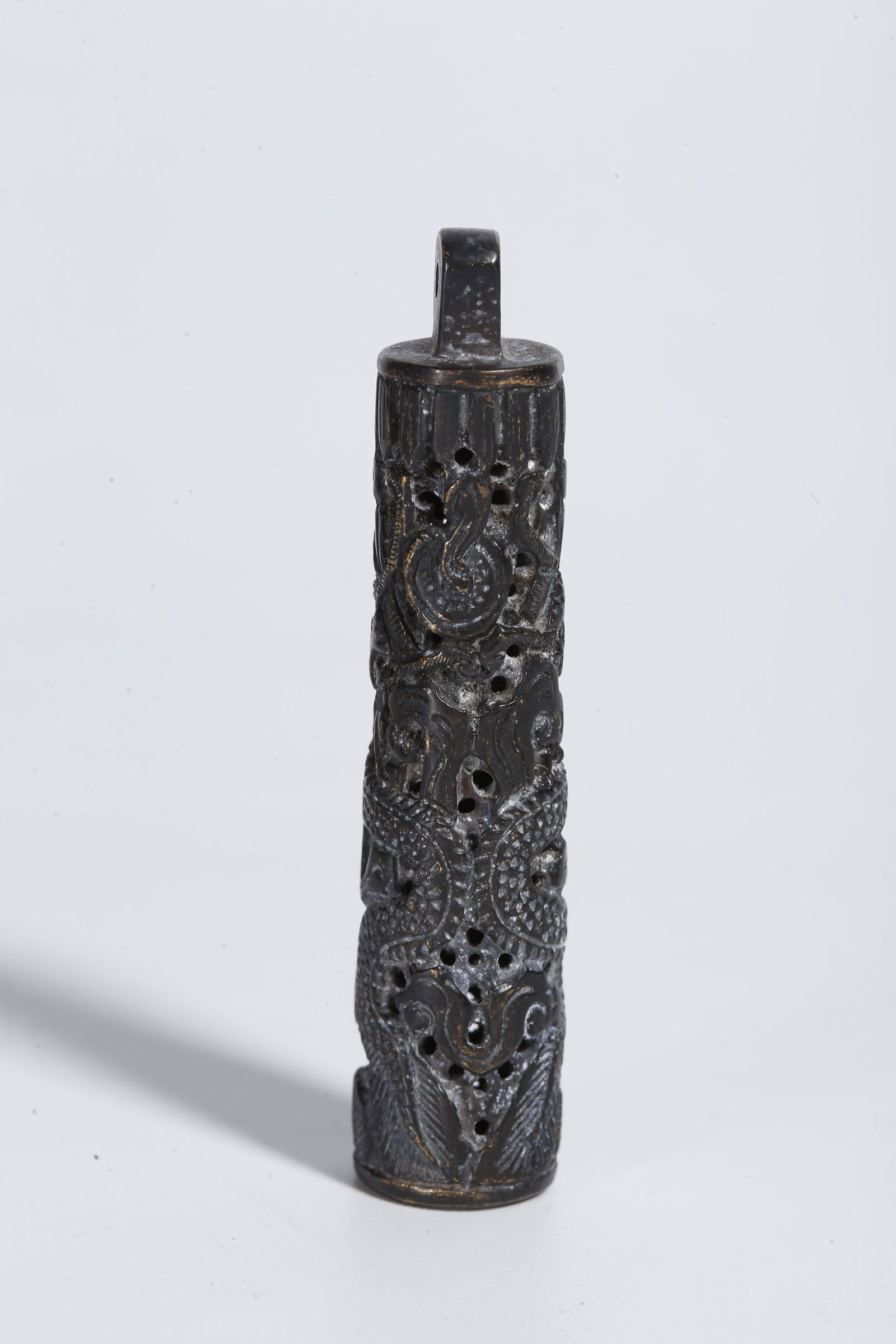 A BRONZE DRAGON PATTERN FEATHER TUBE - 4