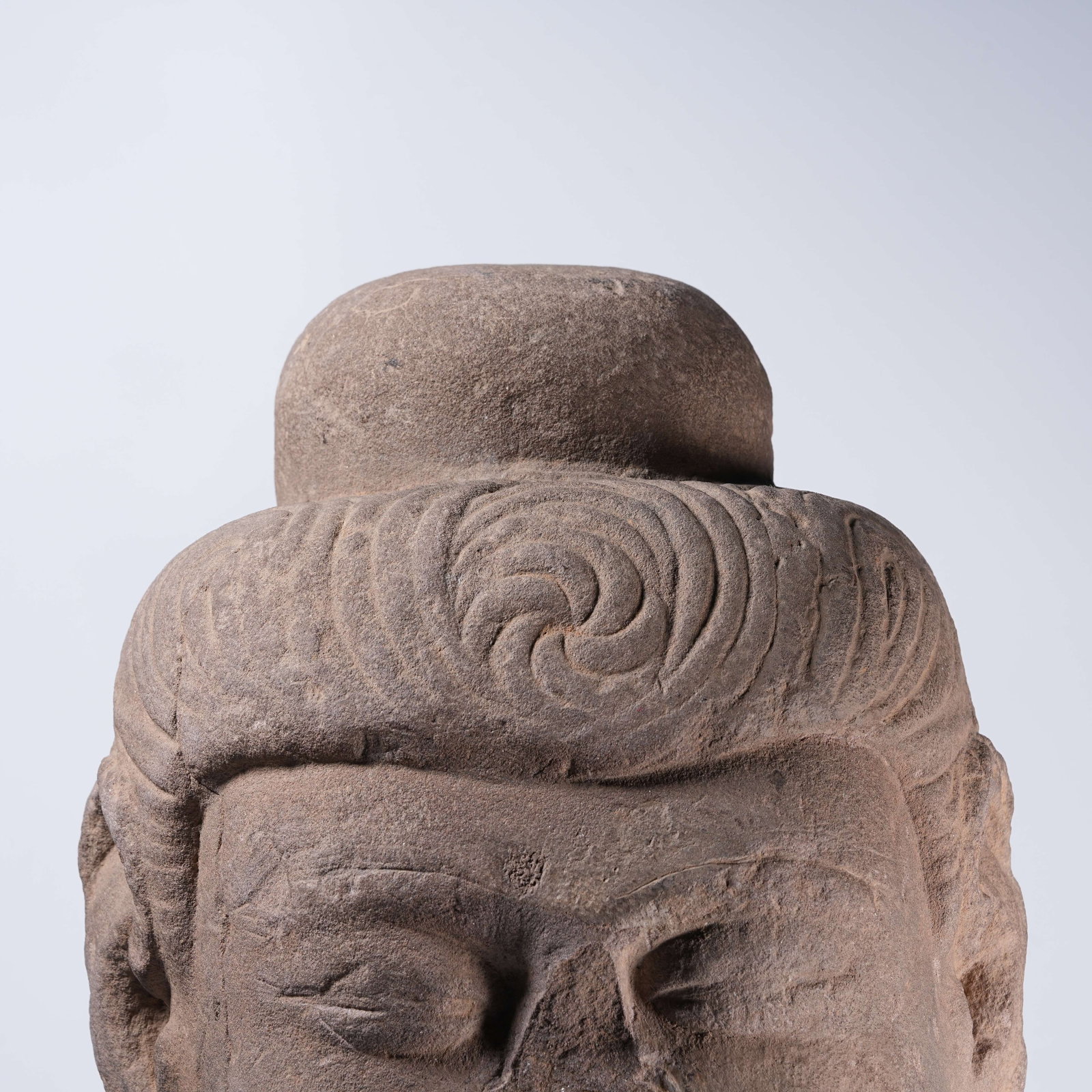 A BLUESTONE BUDDHA HEAD - 2