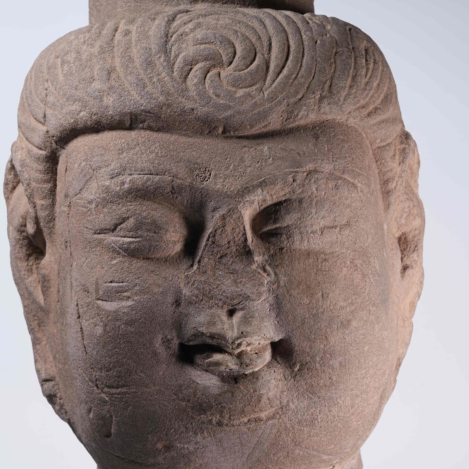 A BLUESTONE BUDDHA HEAD - 3