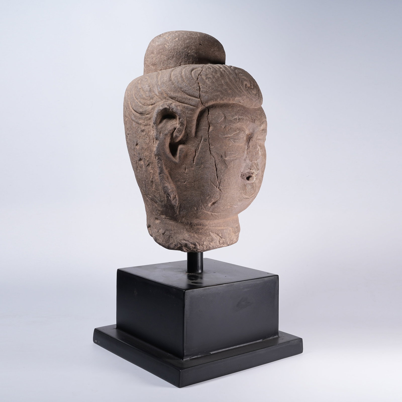 A BLUESTONE BUDDHA HEAD - 5