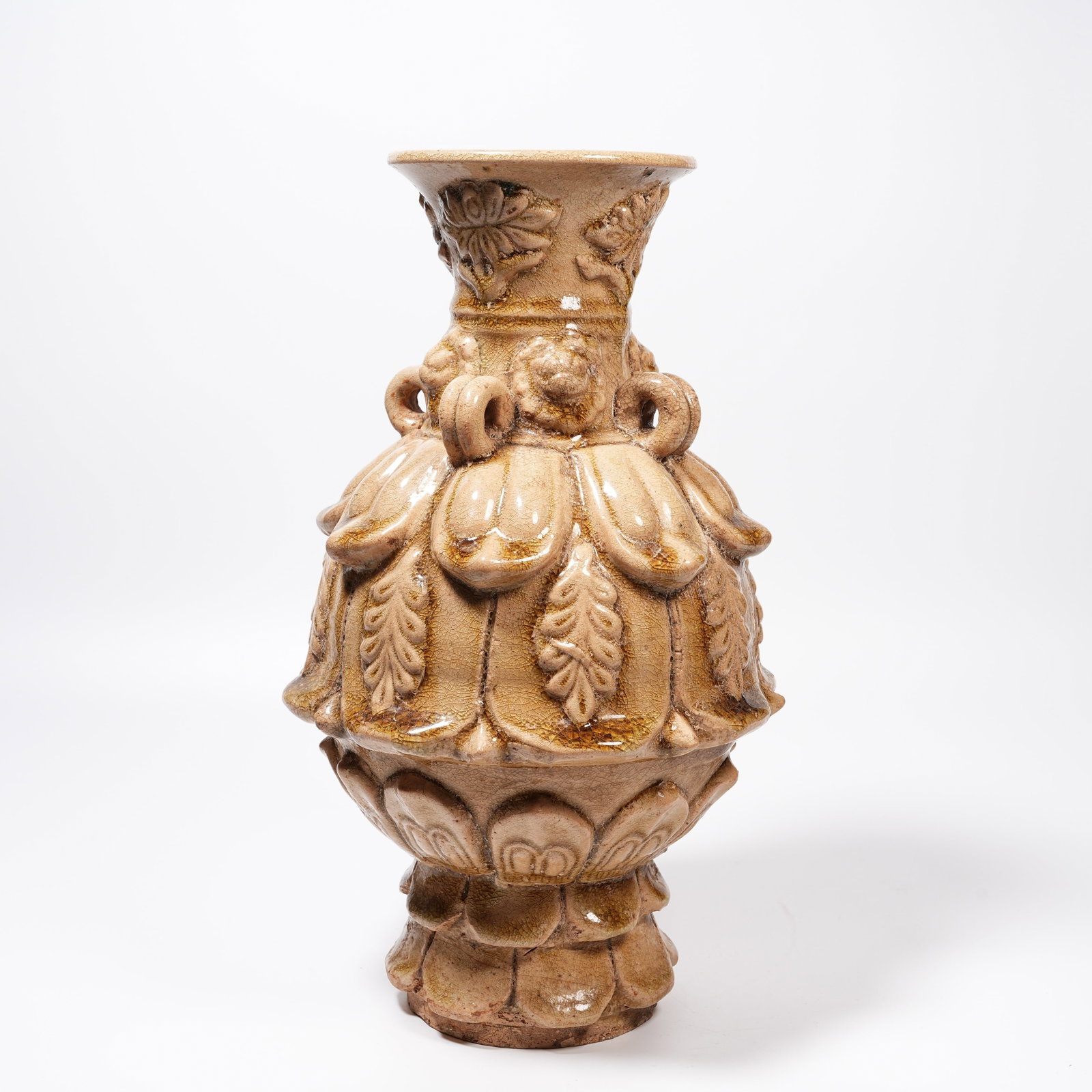 A CELADON LOTUS ZUN VASE: Celadon Lotus Zun Vase