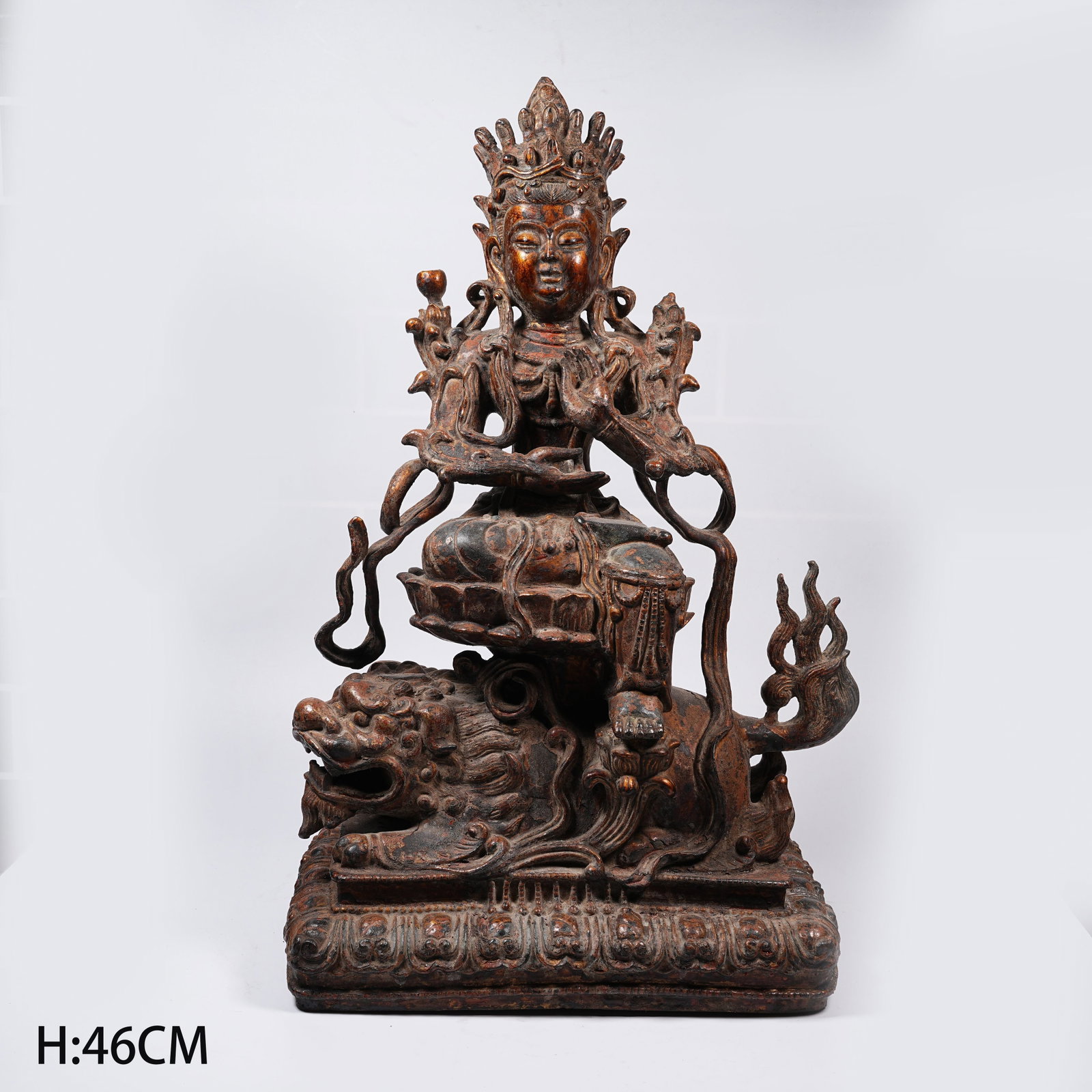 A BRONZE GILT LACQUER MANJUSHRI BODHISATTVA STATUE (1 of 10)