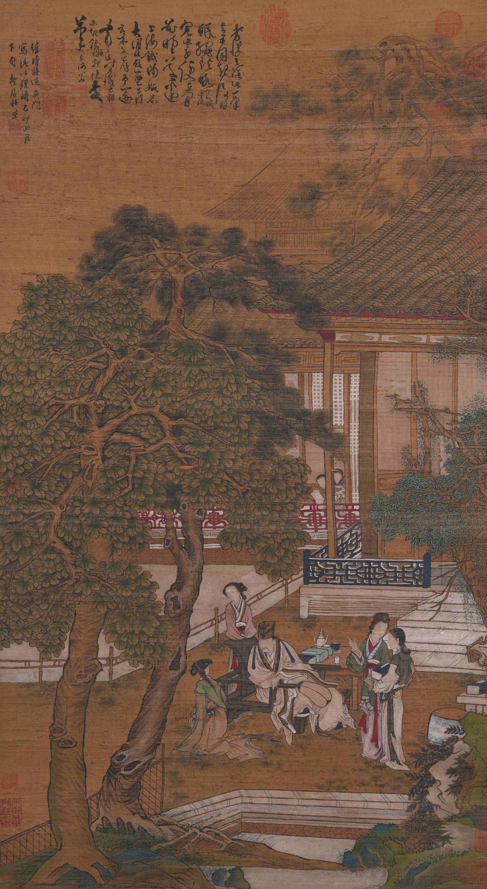 A FIGURE PAINTING ON SILK BY DU JIN.杜堇: Figure Painting on Silk by Du Jin.杜堇