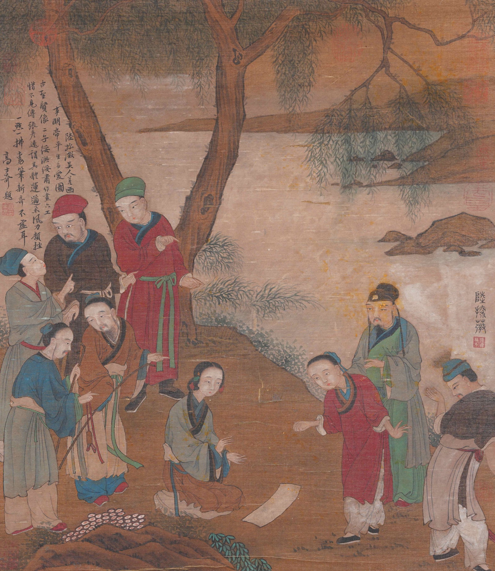 A FIGURE PAINTING ON SILK BY LU TANWEI.陸探微: Figure Painting on Silk by Lu Tanwei.陸探微