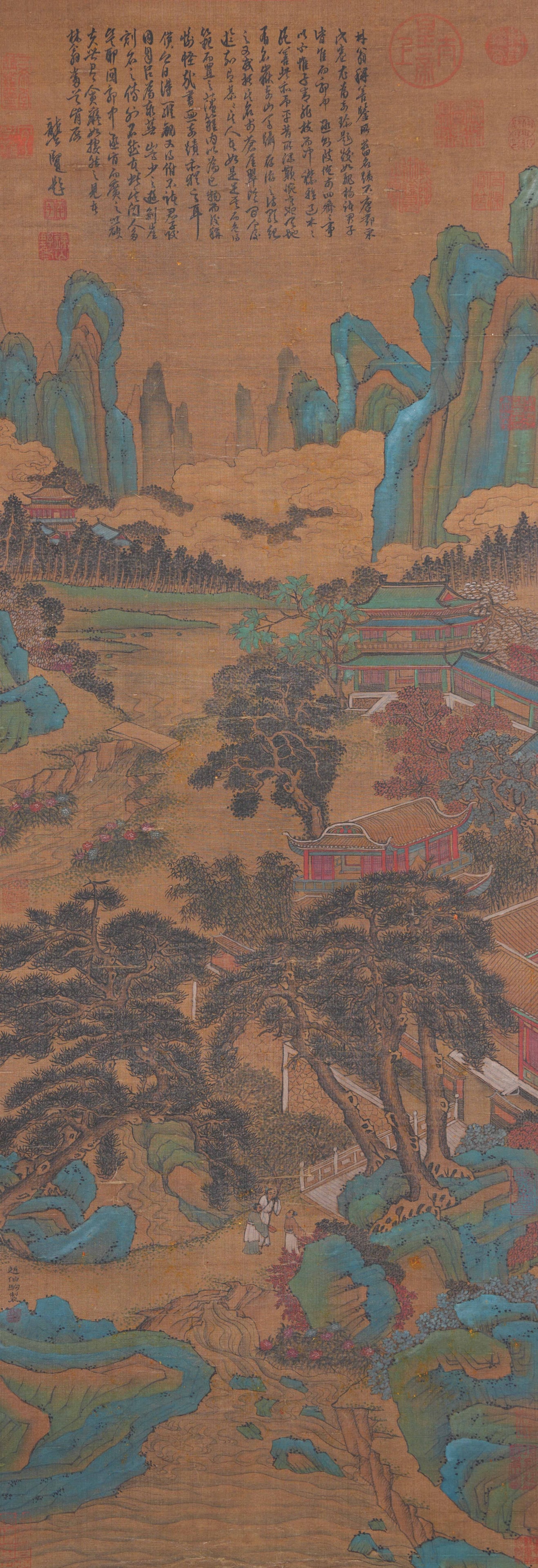 A LANDSCAPE PAINTING ON SILK BY ZHAO BOJU.趙伯駒: Landscape Painting on Silk by Zhao Boju.趙伯駒