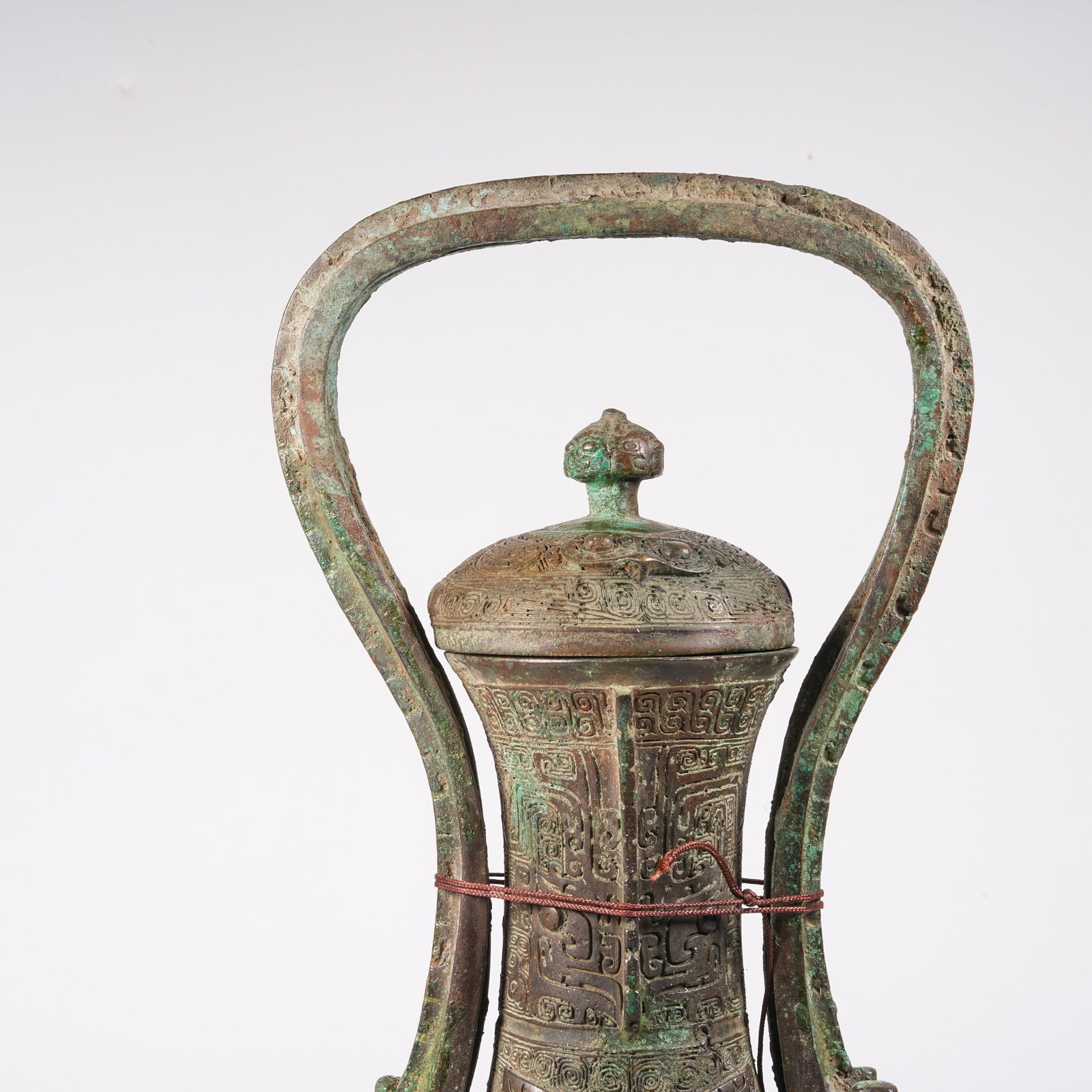 A BRONZE LOOP-HANDLED YOU VESSEL WITH BEAST MASK PATTERN - 2