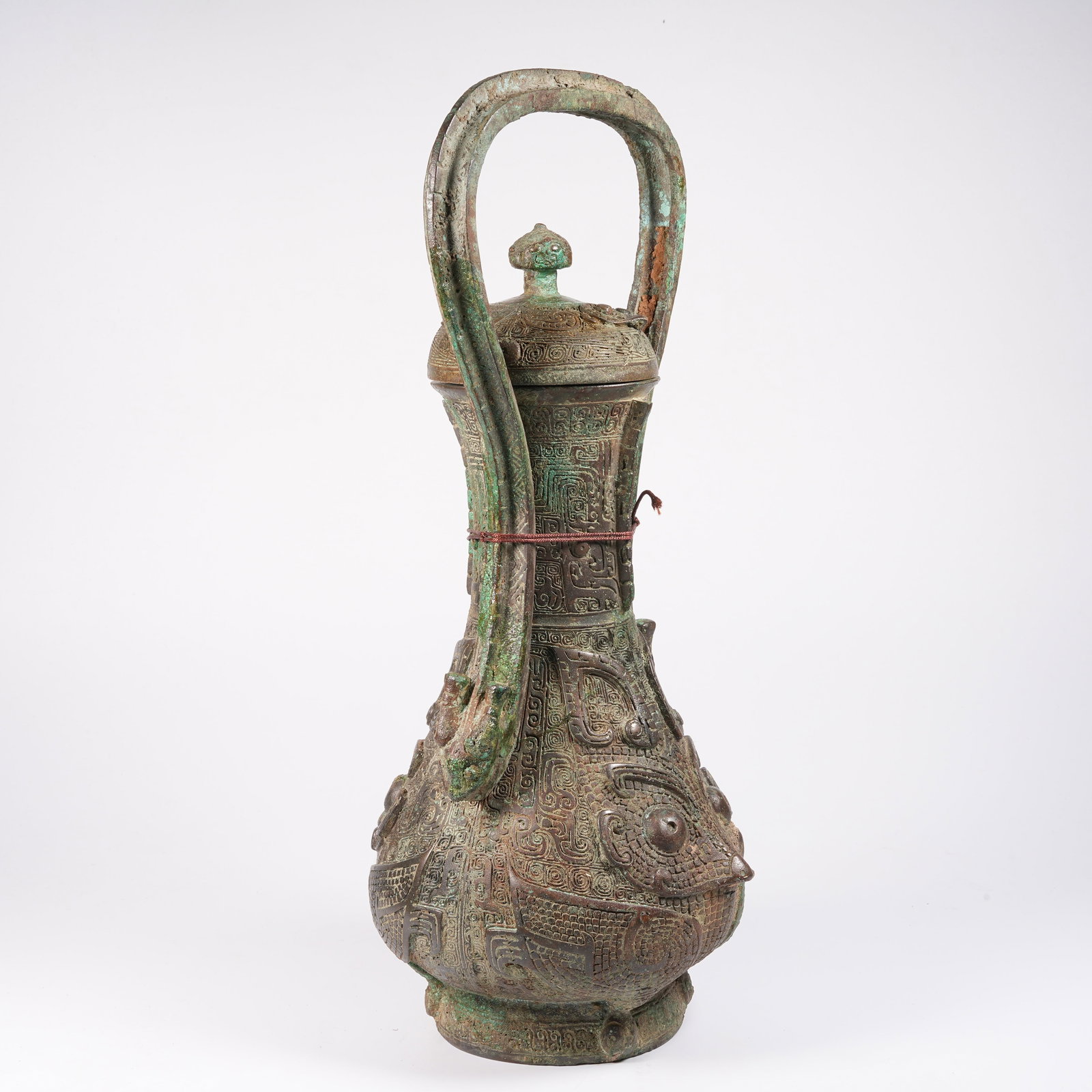 A BRONZE LOOP-HANDLED YOU VESSEL WITH BEAST MASK PATTERN - 5