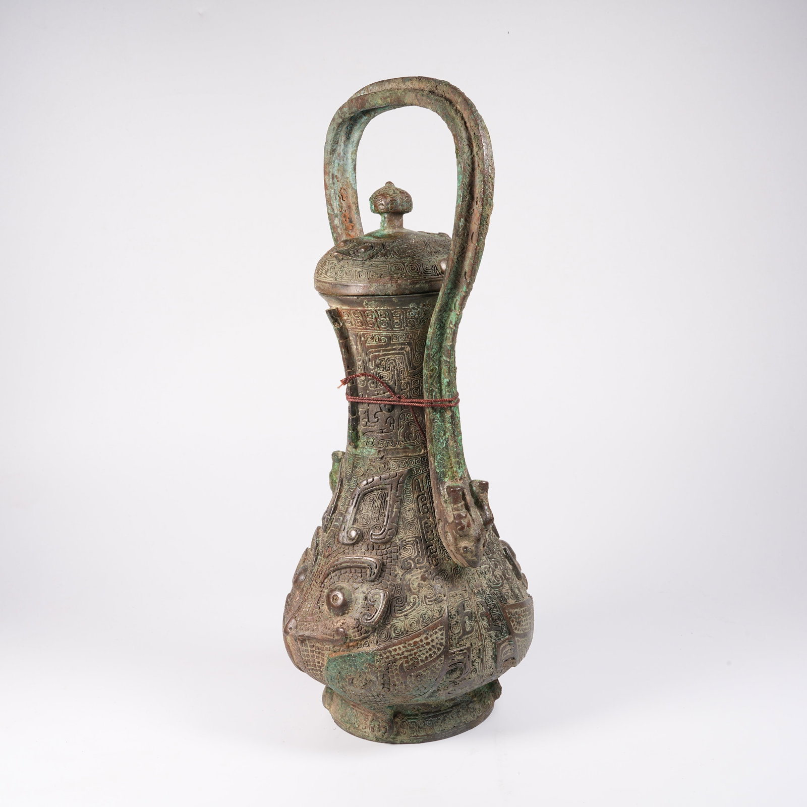 A BRONZE LOOP-HANDLED YOU VESSEL WITH BEAST MASK PATTERN - 6