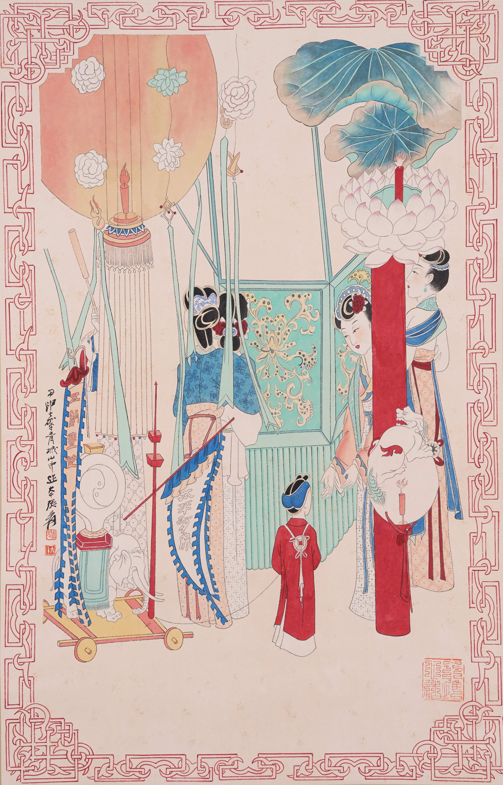 A FIGURE PAINTING ON PAPER BY ZHANG DAQIAN.張大千: Figure Painting on Paper by Zhang Daqian.張大千