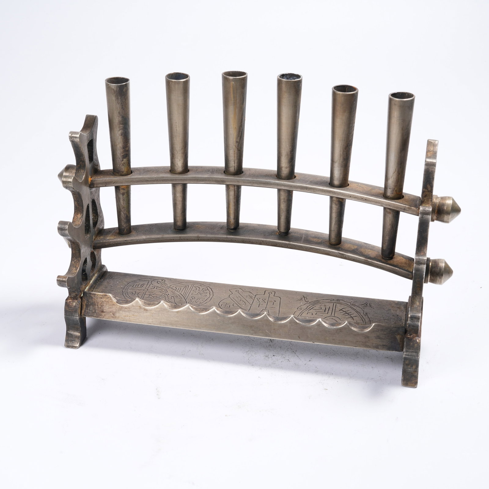 A WHITE BRONZE BRUSH REST: White Bronze Brush Rest