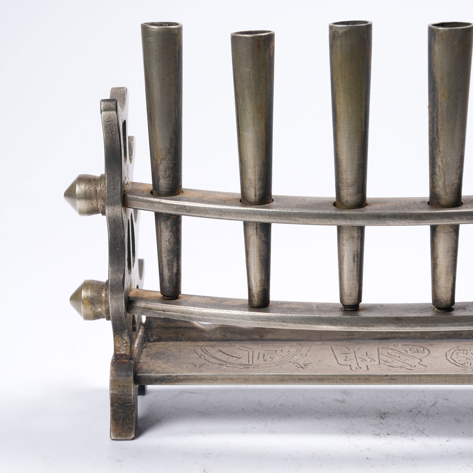 A WHITE BRONZE BRUSH REST - 5