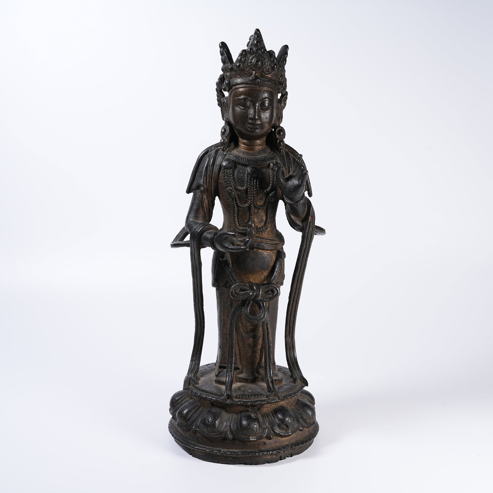 A BRONZE STANDING BODHISATTVA STATUE (1 of 9)