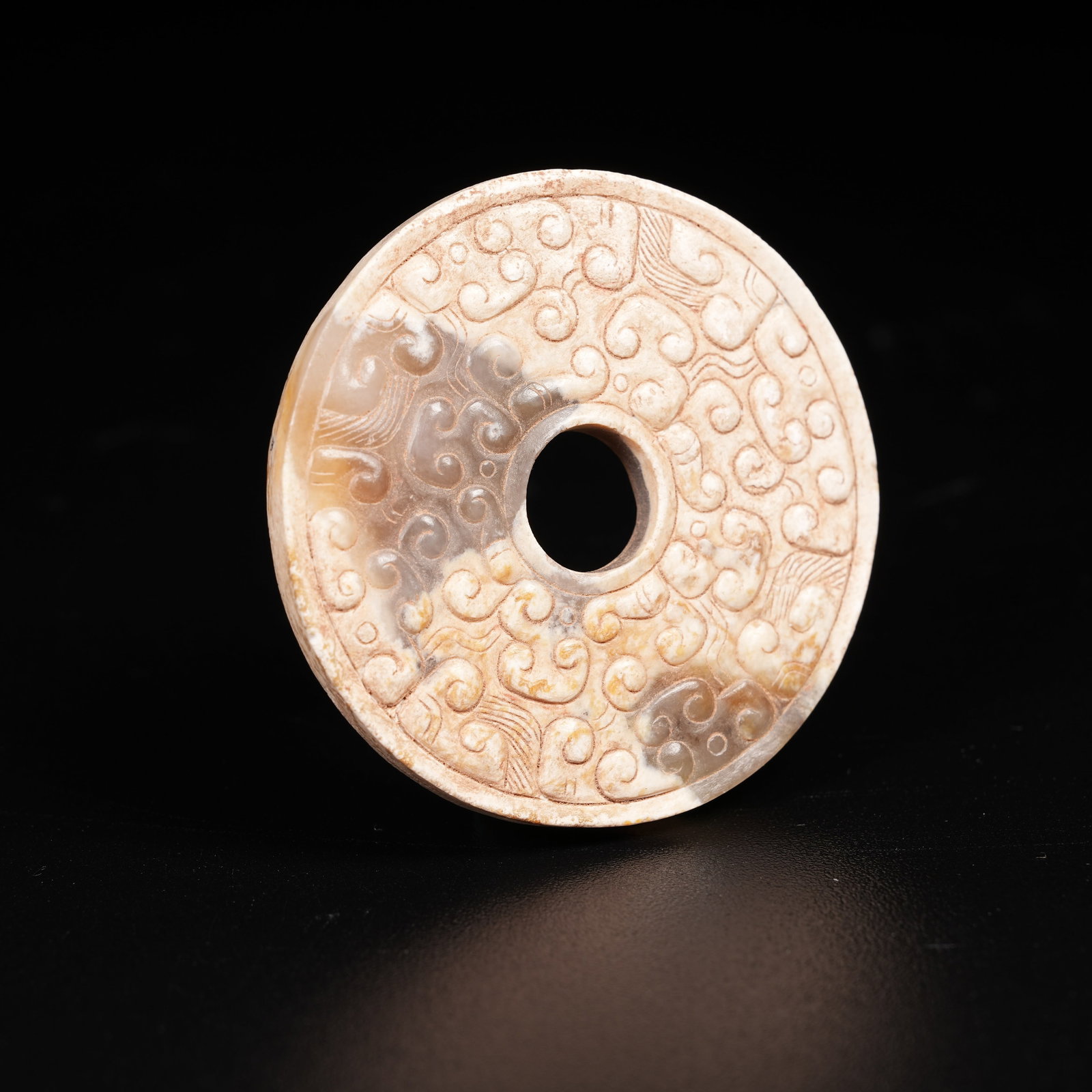 A ANCIENT JADE BI WITH HOOKED CLOUD PATTERN (1 of 8)