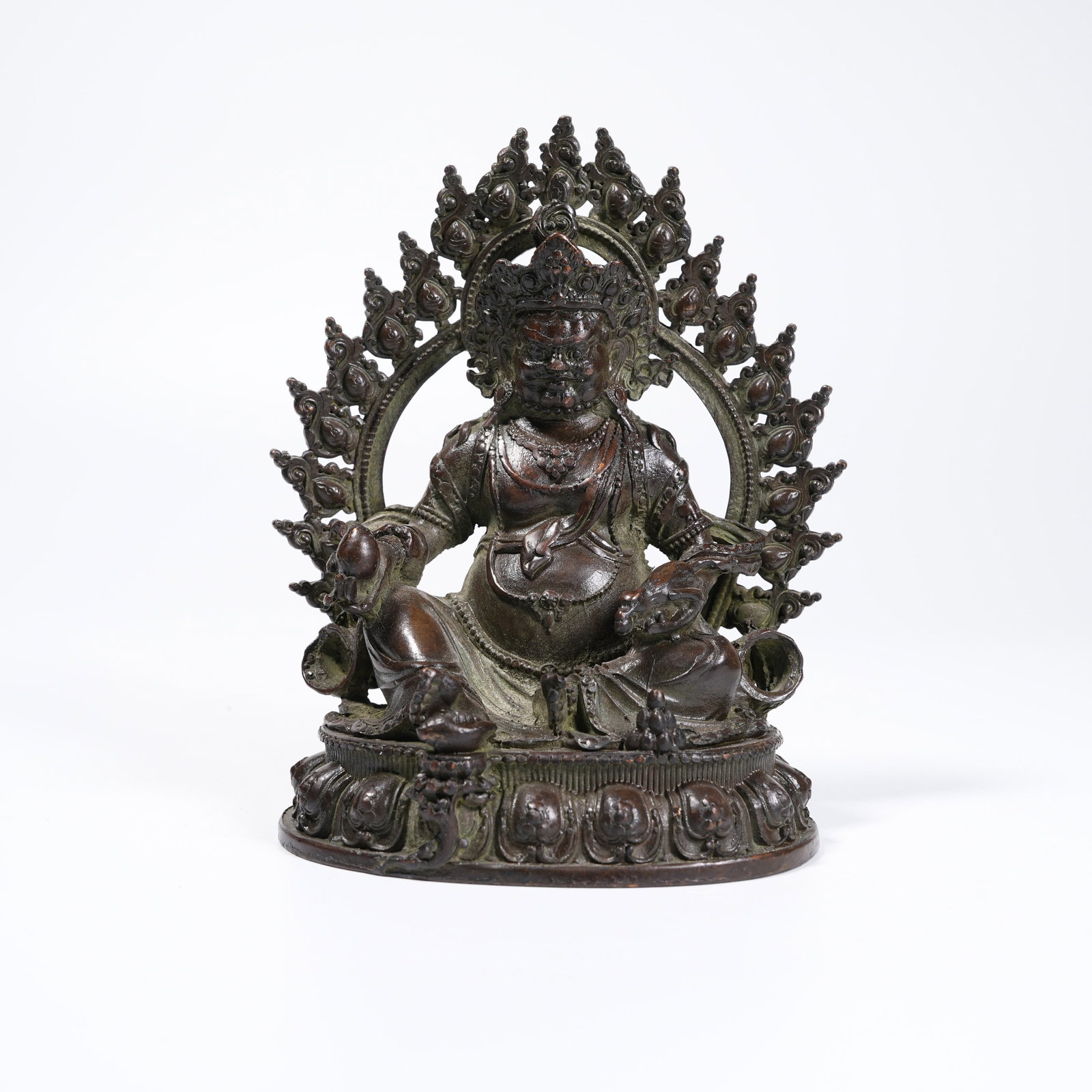 A BRONZE YELLOW JAMBHALA STATUE (1 of 8)