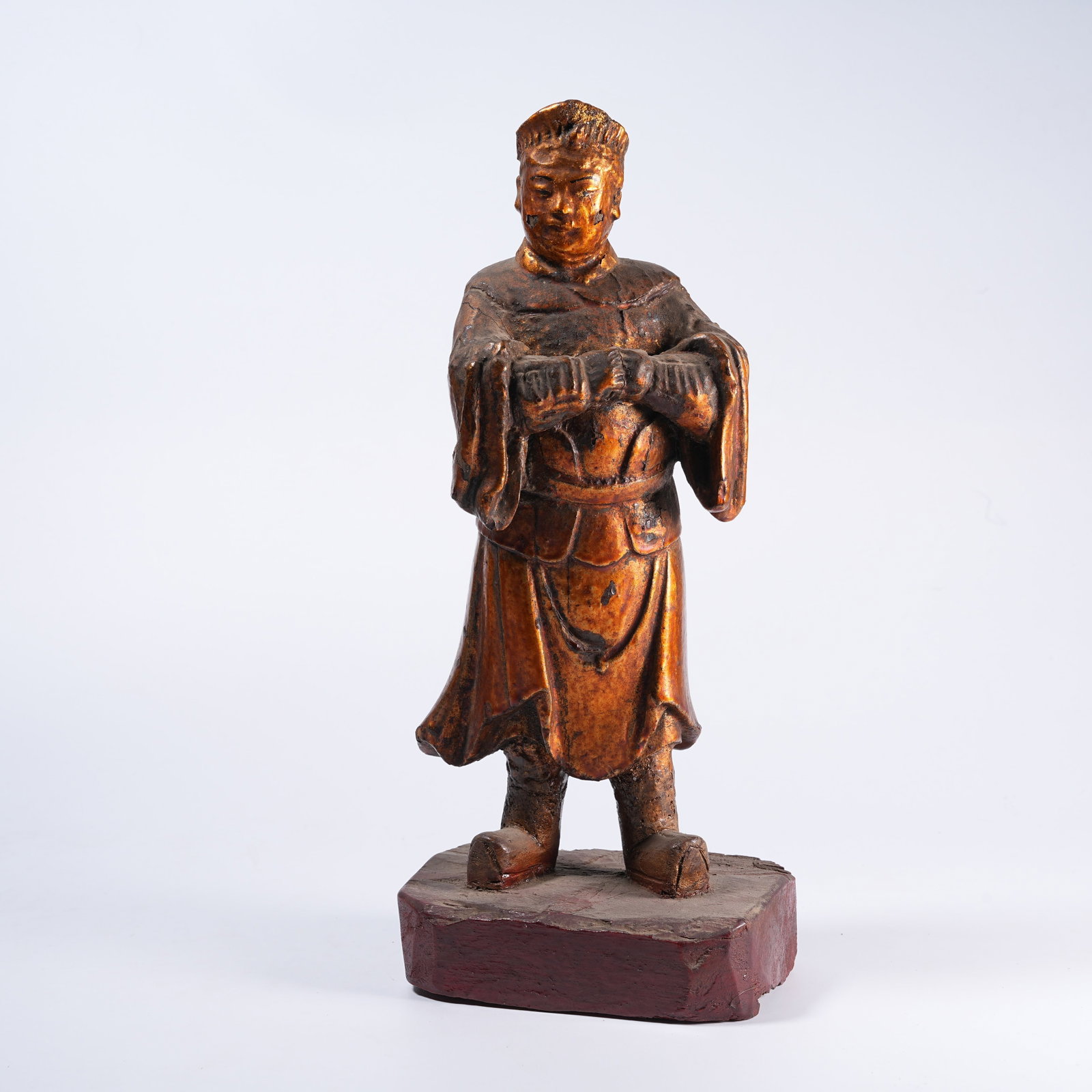 A PAINTED WOOD STANDING MILITARY GENERAL STATUE (1 of 9)