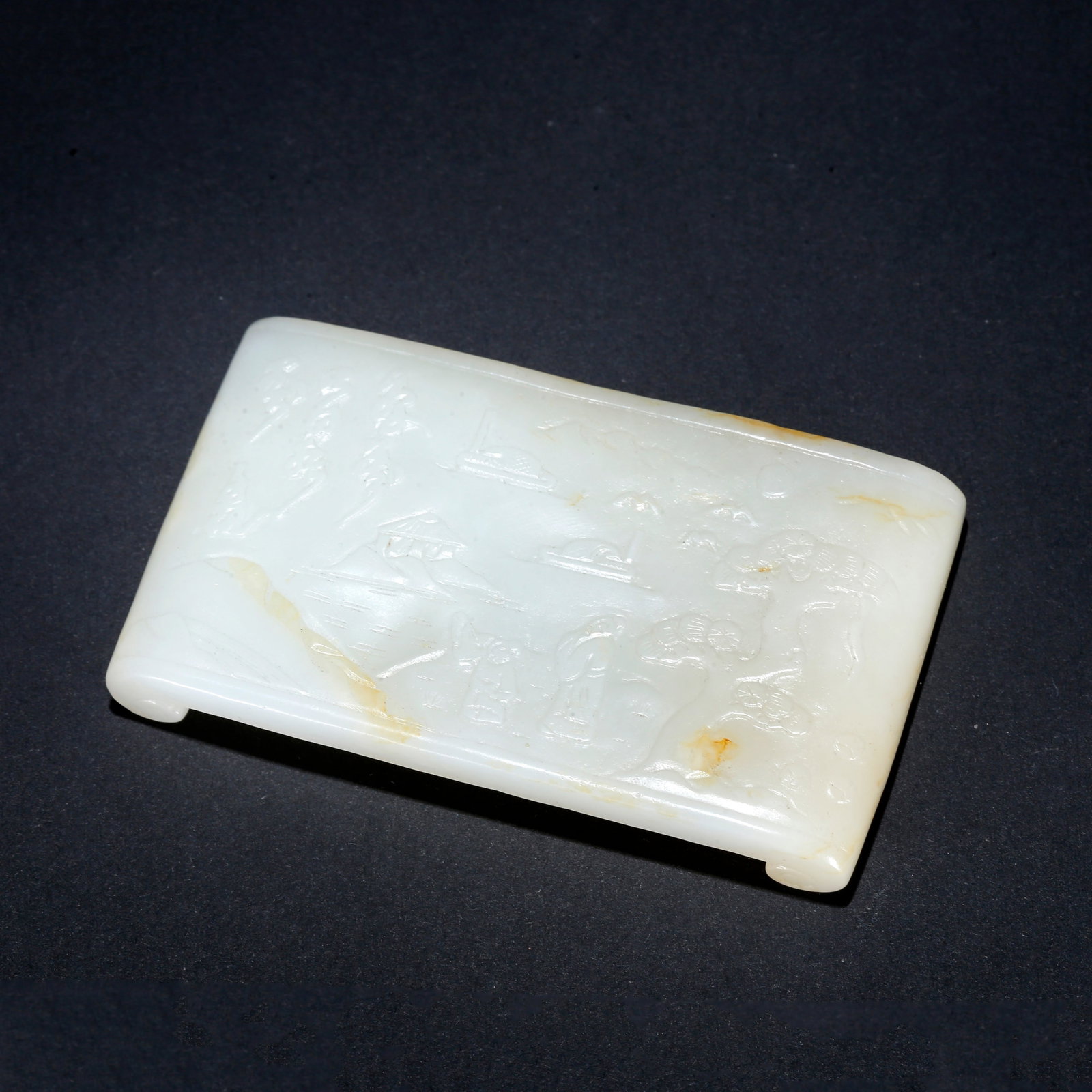 A HETIAN JADE CARVED FIGURE AND MOUNTAIN PATTERN INK REST (1 of 9)