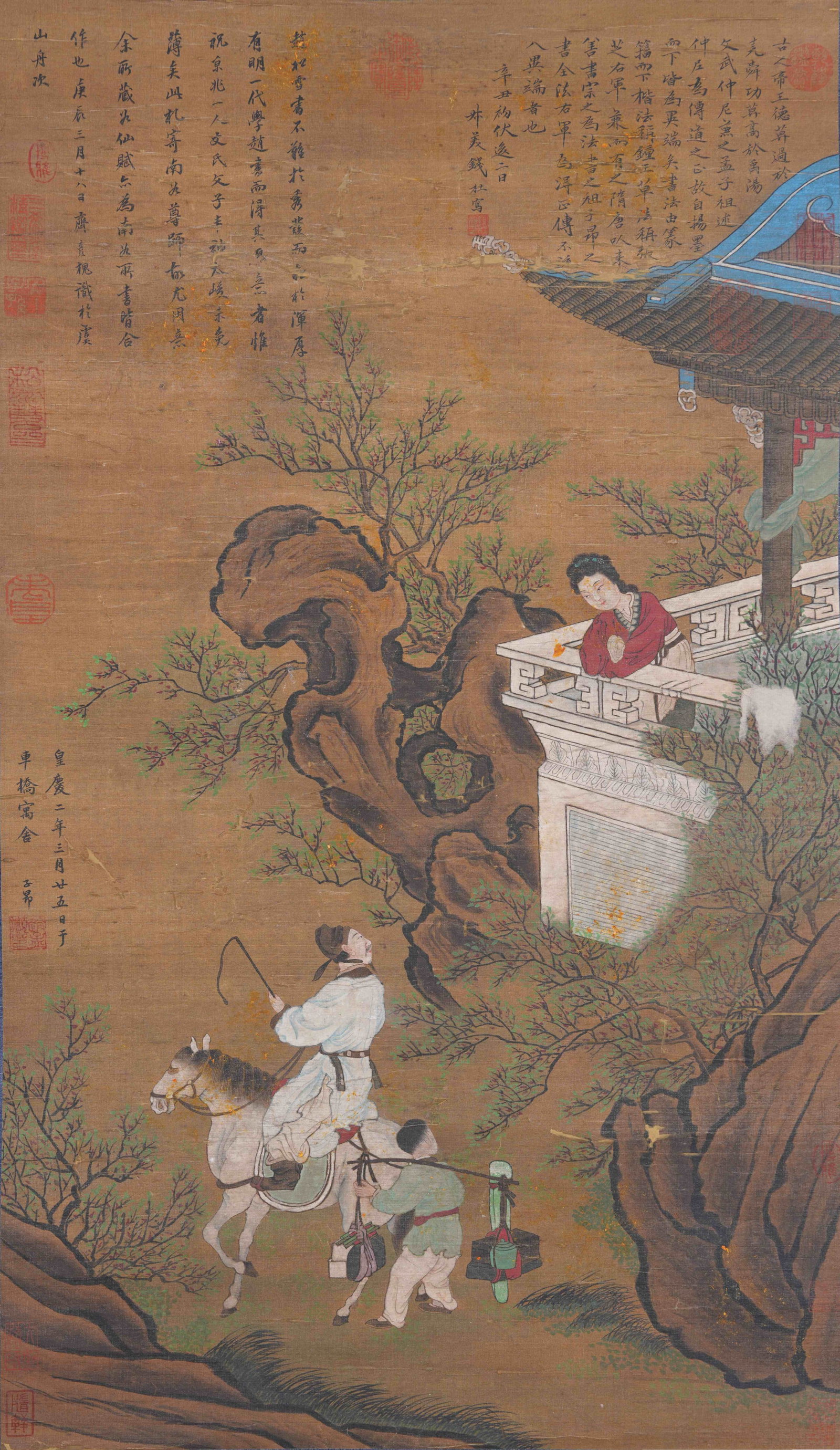 A FIGURE PAINTING ON SILK BY ZHAO MENGFU.趙孟頫: Figure Painting on Silk by Zhao Mengfu.趙孟頫
