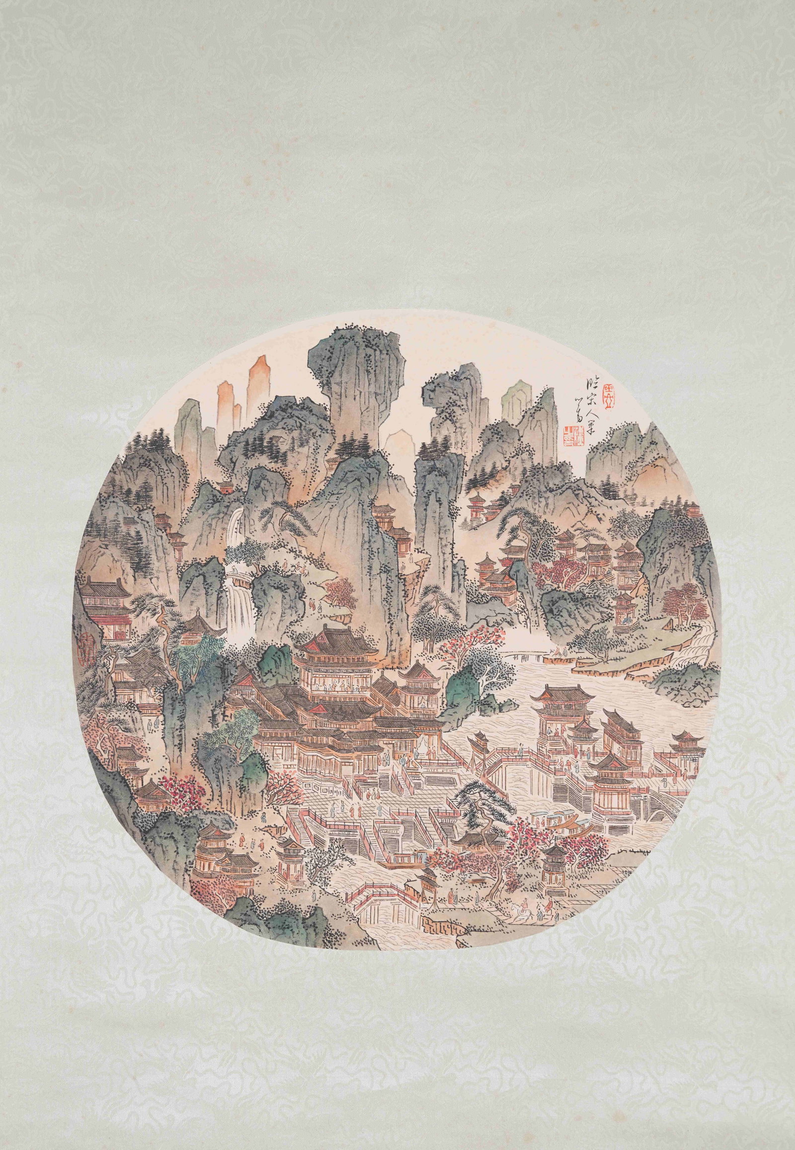 A LANDSCAPE AND PAVILION PAINTING ON PAPER BY PU RU.溥儒 (1 of 9)