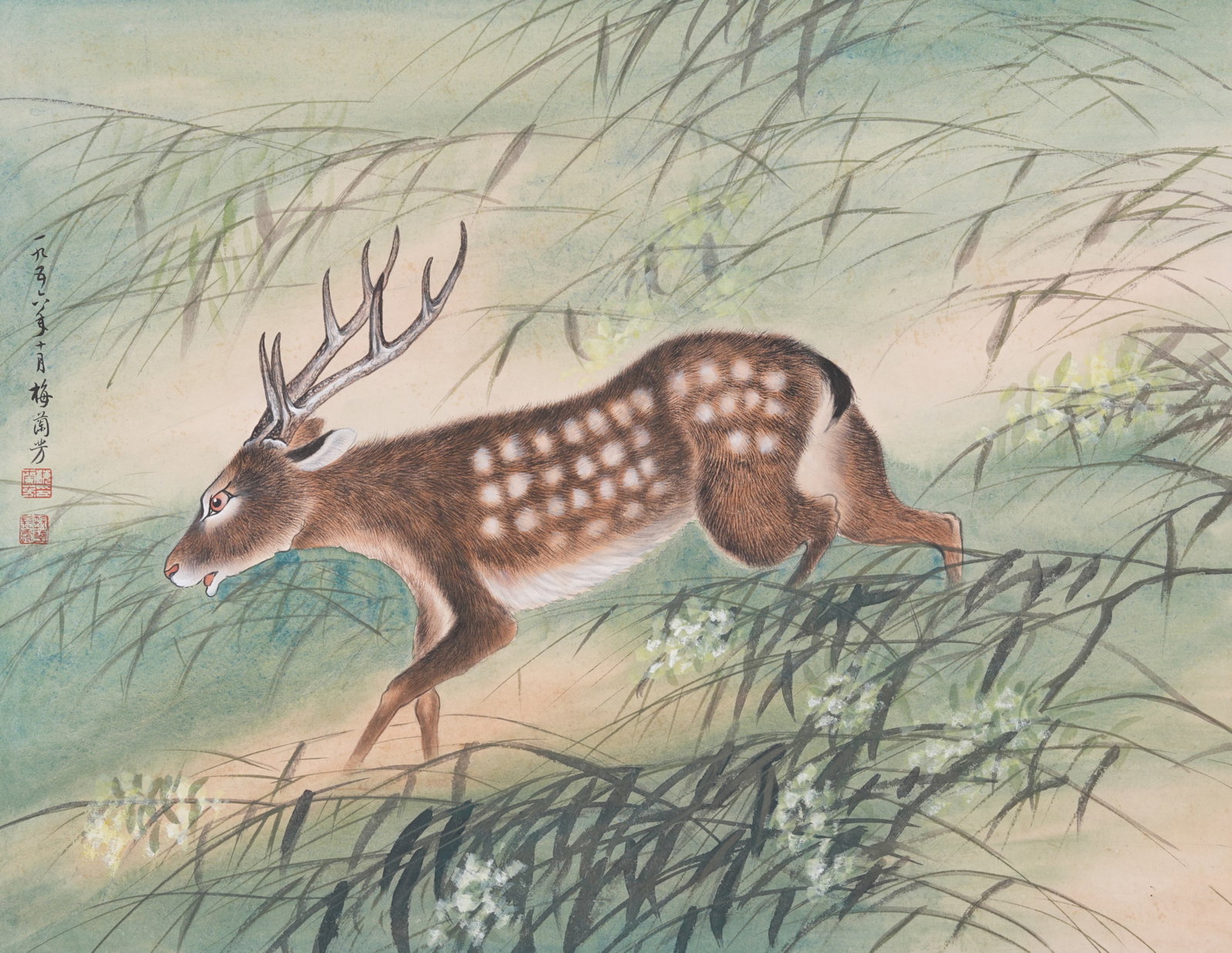 A DEER PAINTING ON PAPER BY MEI LANFANG.梅蘭芳 (1 of 8)